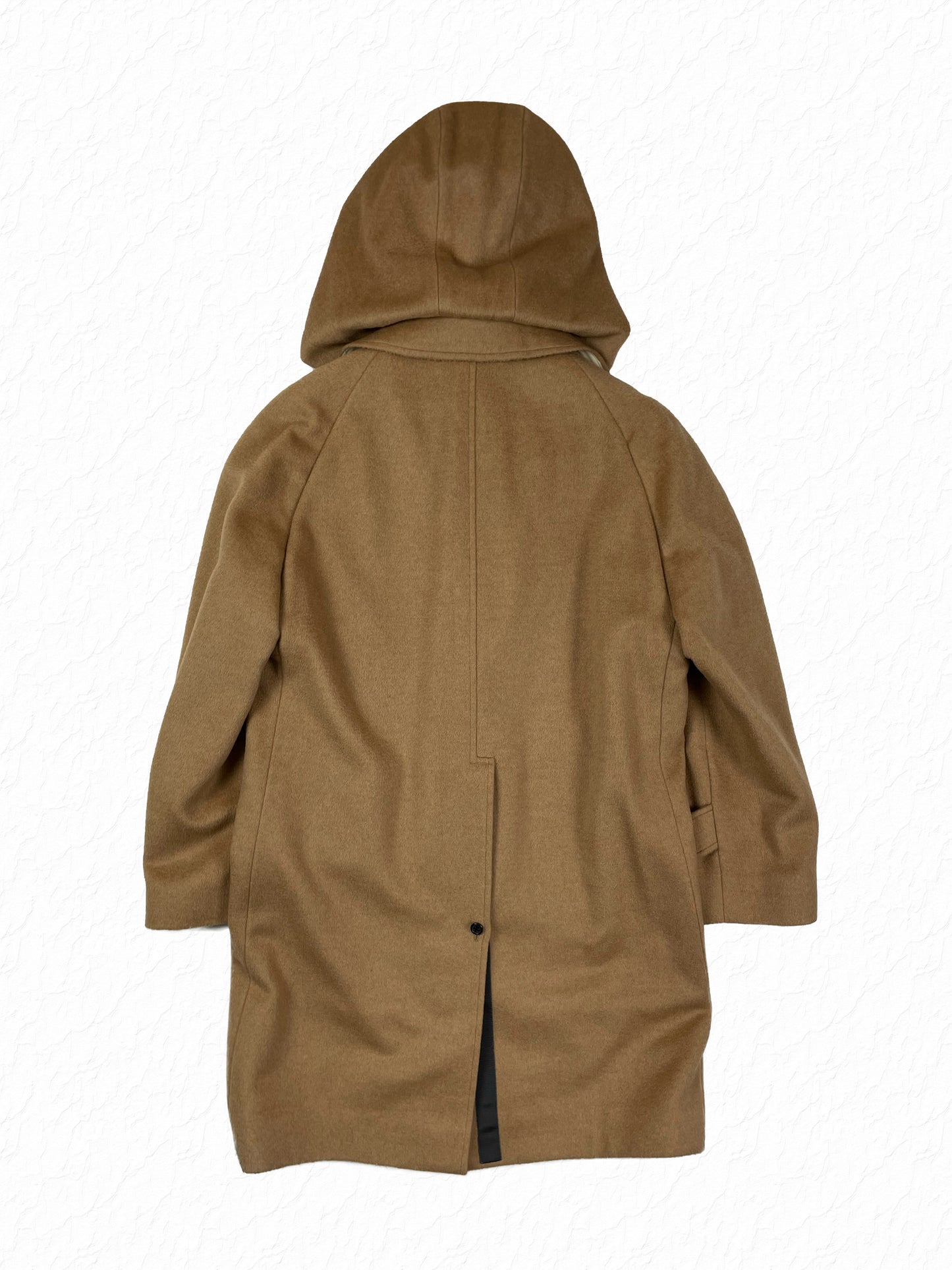 Hooded overcoat in camel hair by Thom Browne New York