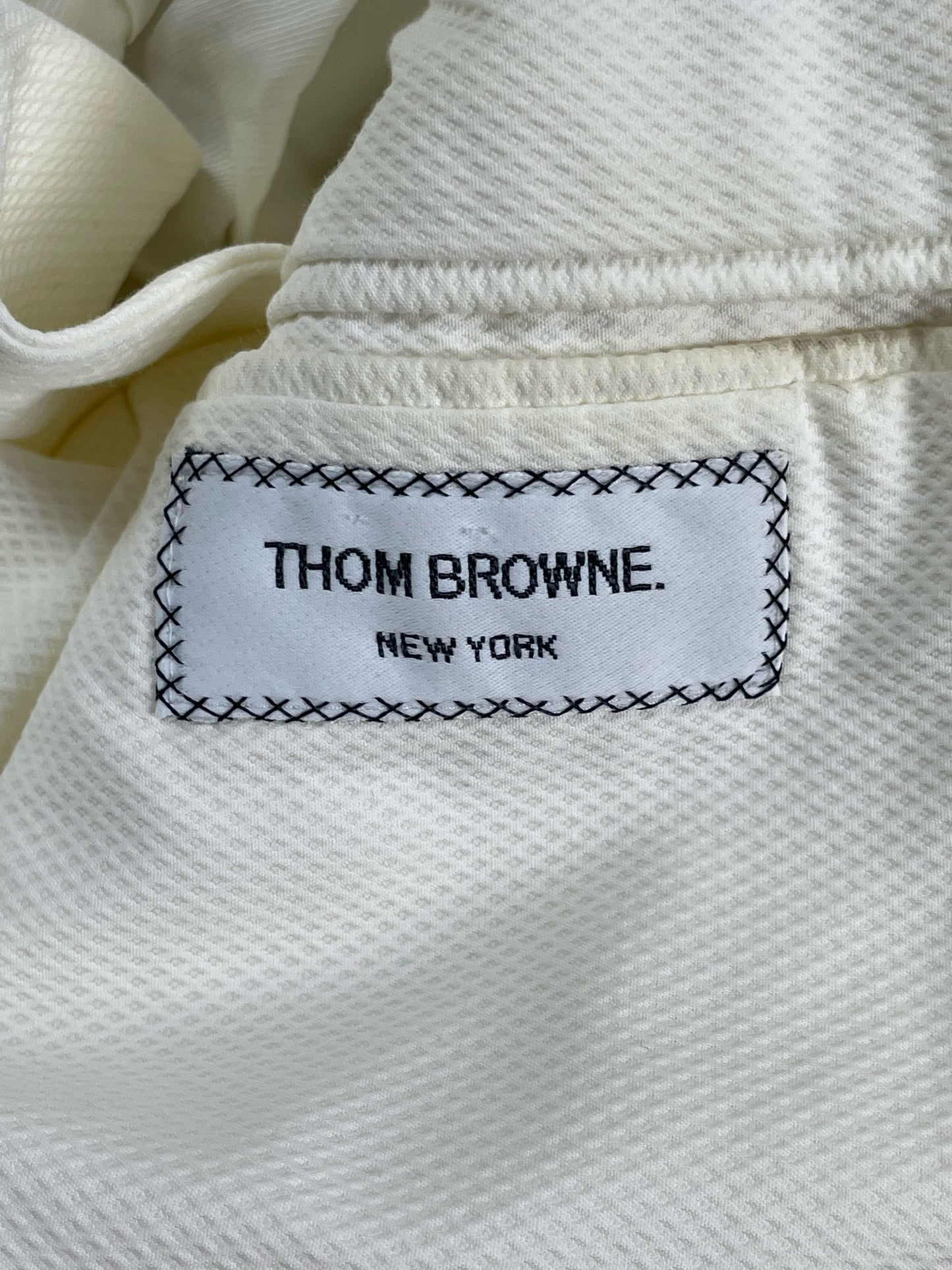 Thom Browne New York Handmade White Cotton Single Breasted Blazer
