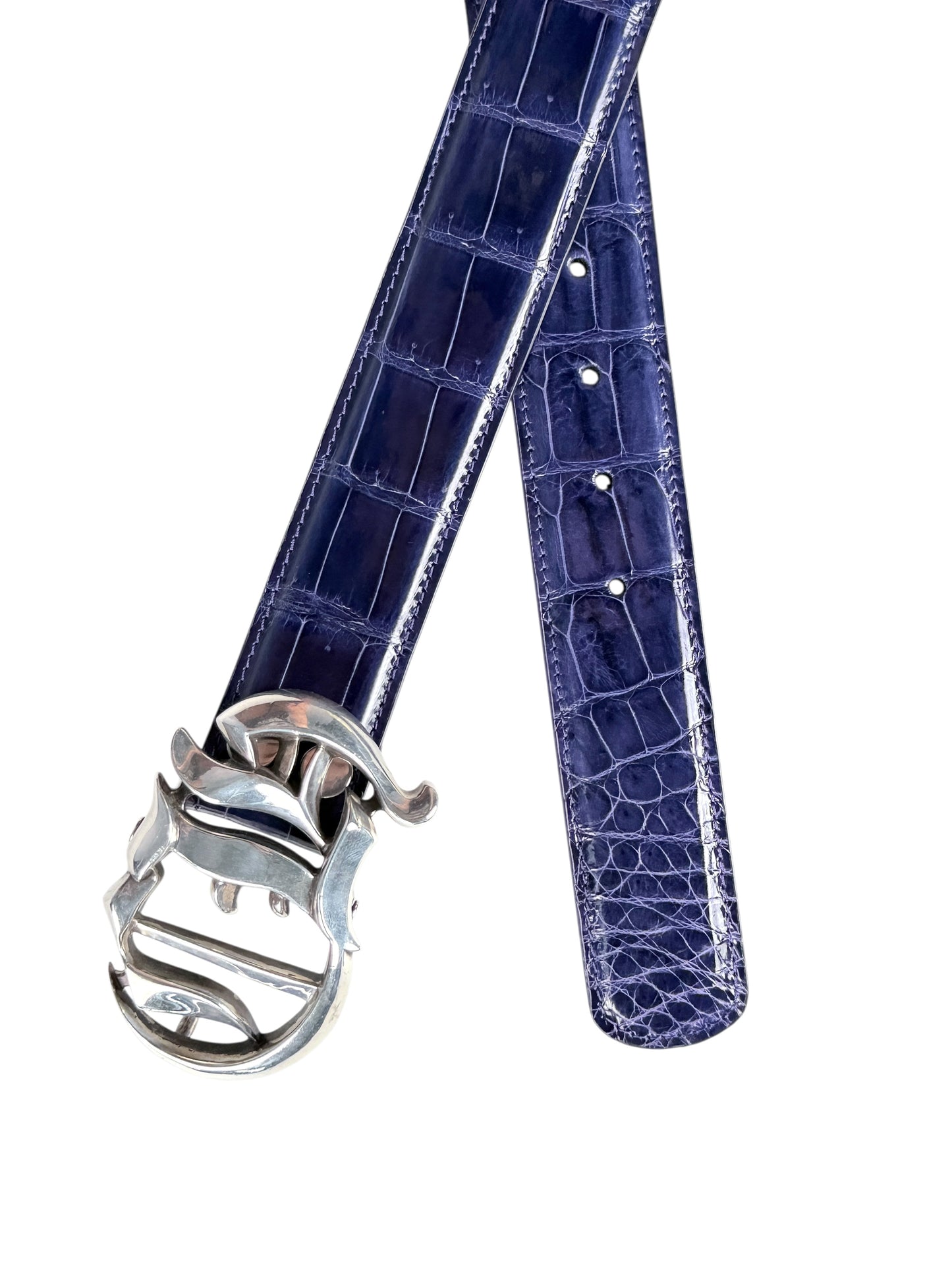 AMAL glossy lavender crocodile belt strap V2 exotic leather