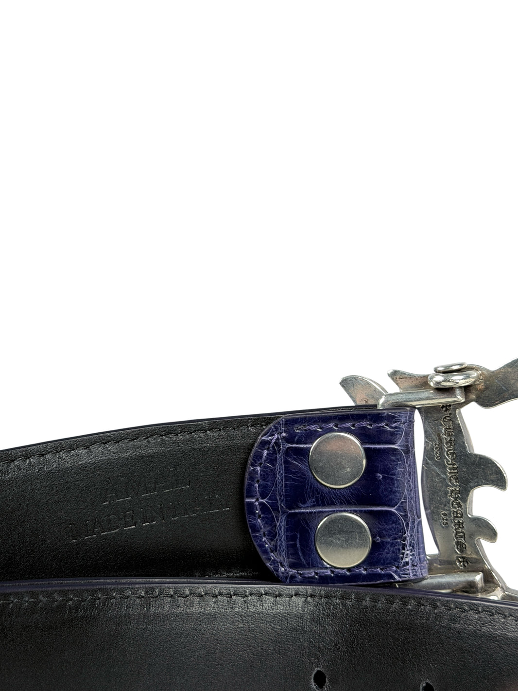 Crocodile belt strap AMAL glossy lavender patterned leather