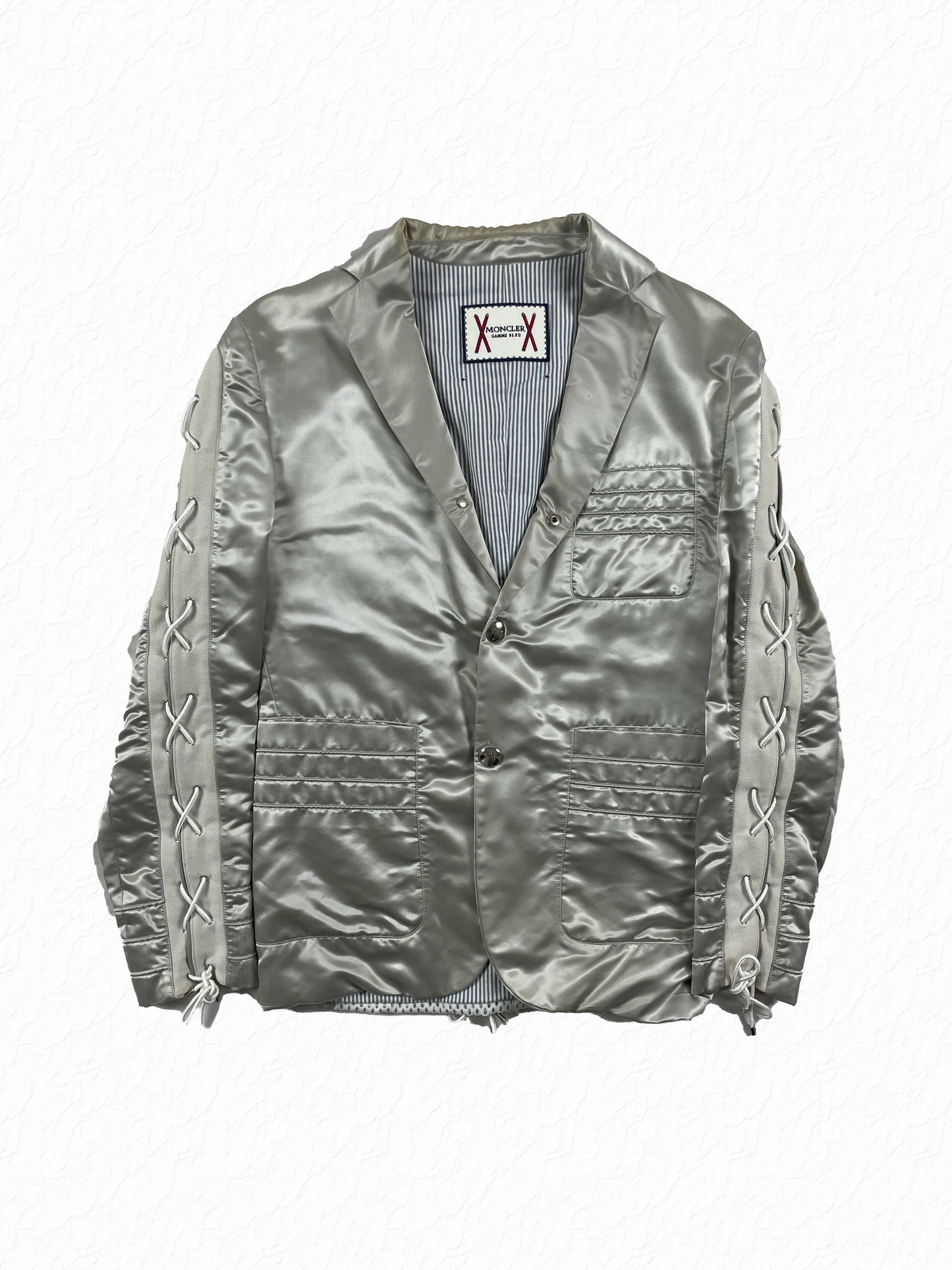 Thom Browne Moncler Gamme Bleu Sateen Boxing Jacket Silver