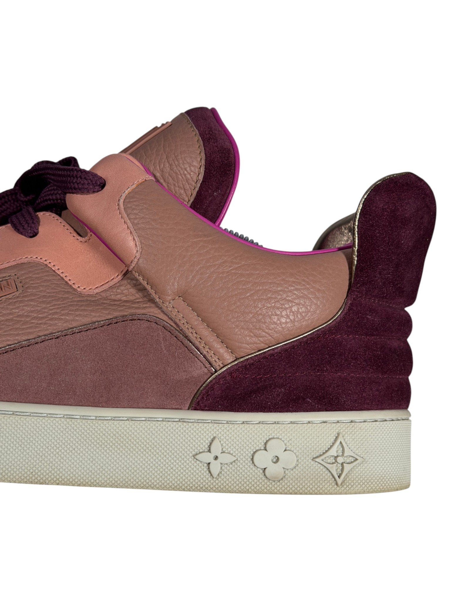 LV Dons Kanye West Pink Burgundy Suede Patchwork Sneaker
