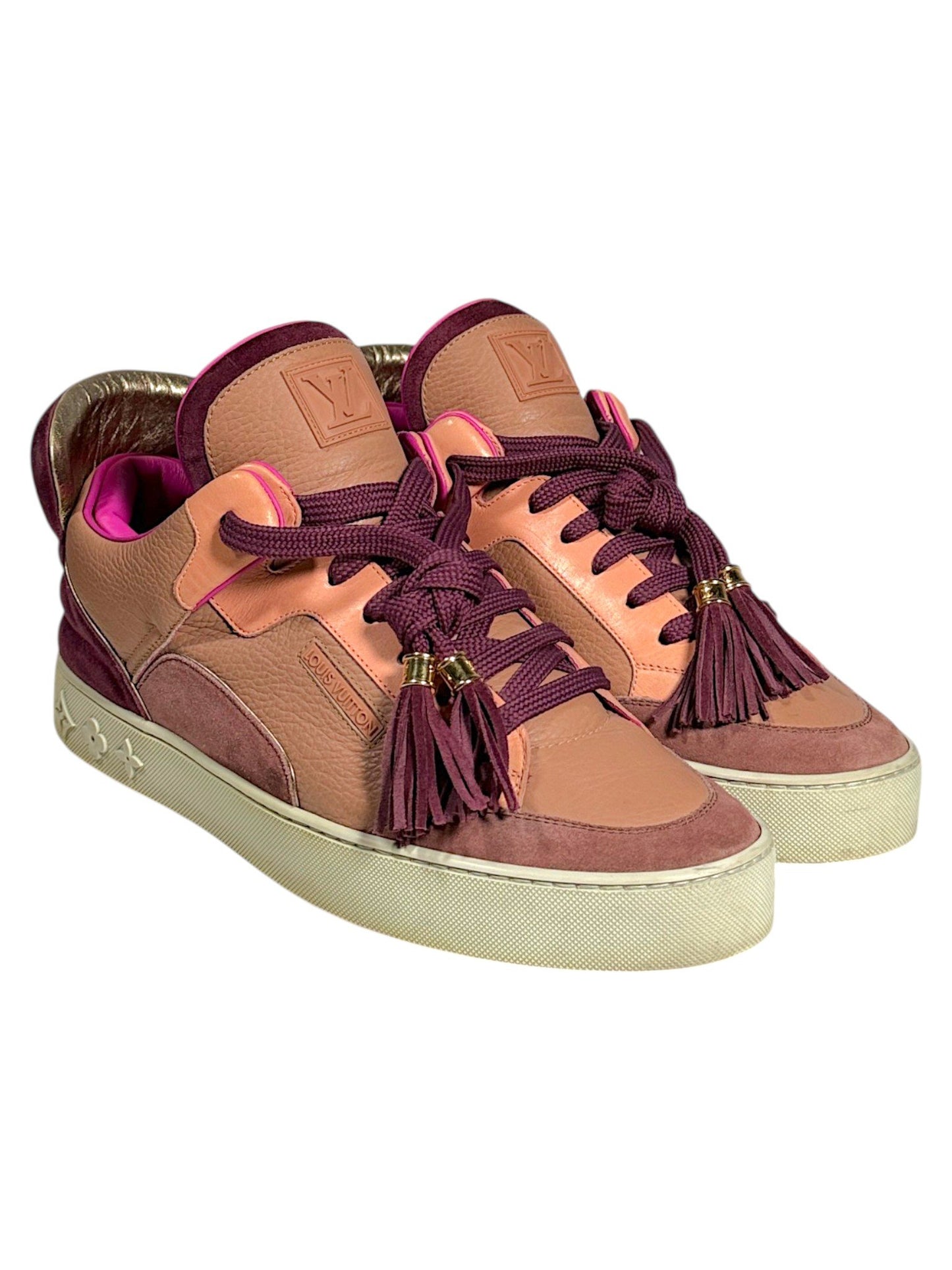 Gold LV Lace Charms Louis Vuitton Kanye Dons Pink Sneaker