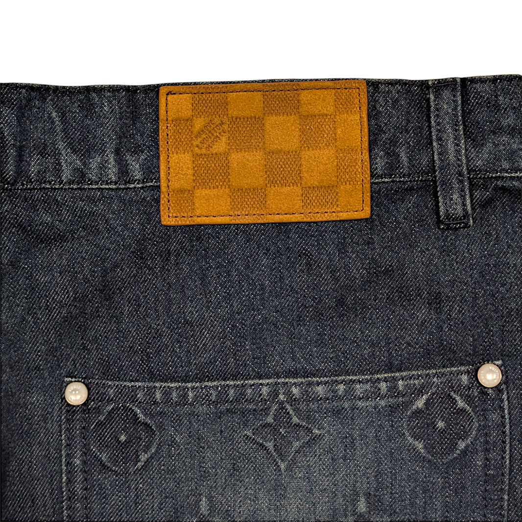 Louis Vuitton Monogram Double Knee Denim Carpenter Shorts Archival