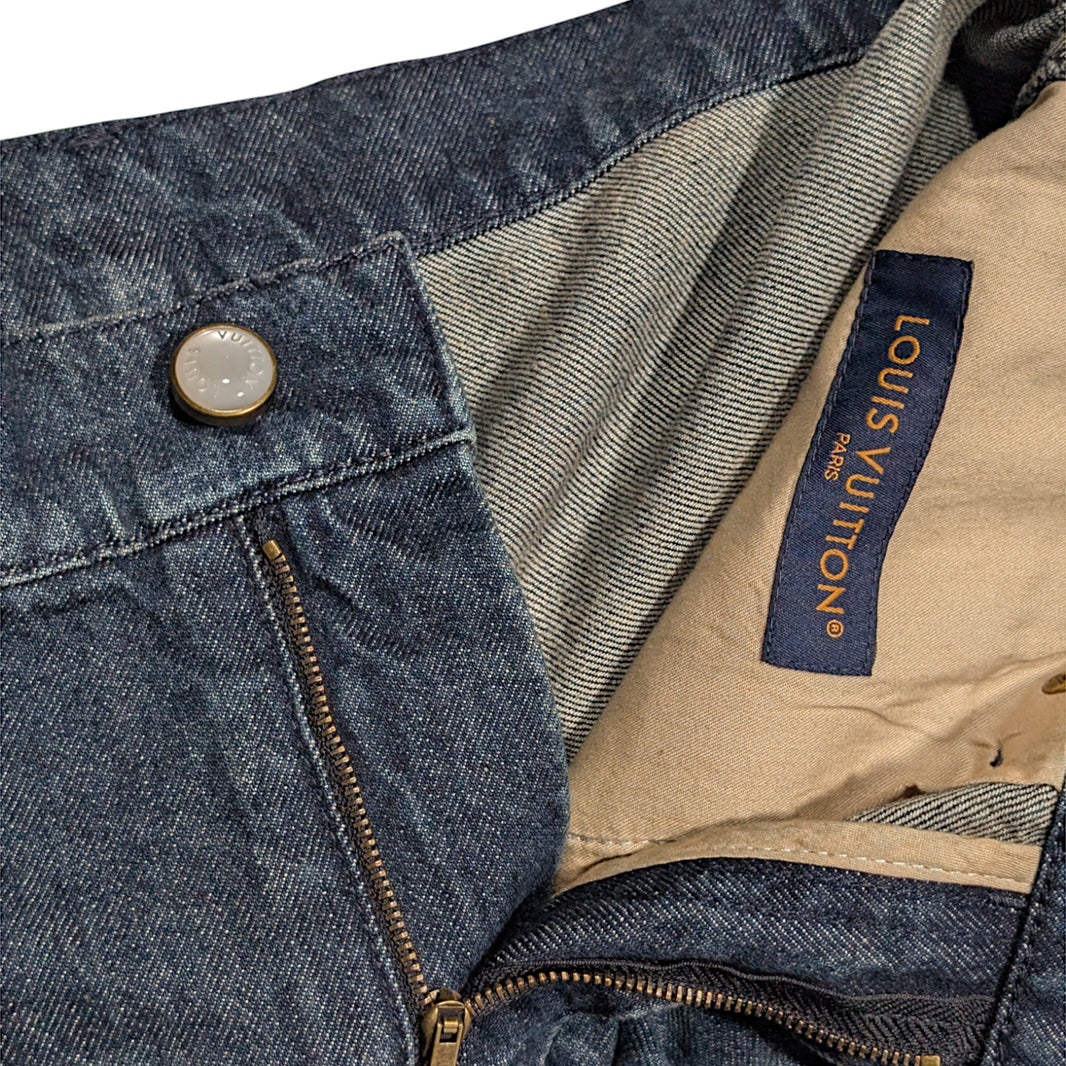 Louis Vuitton Monogram Double Knee Denim Carpenter Shorts Verified YP Collective