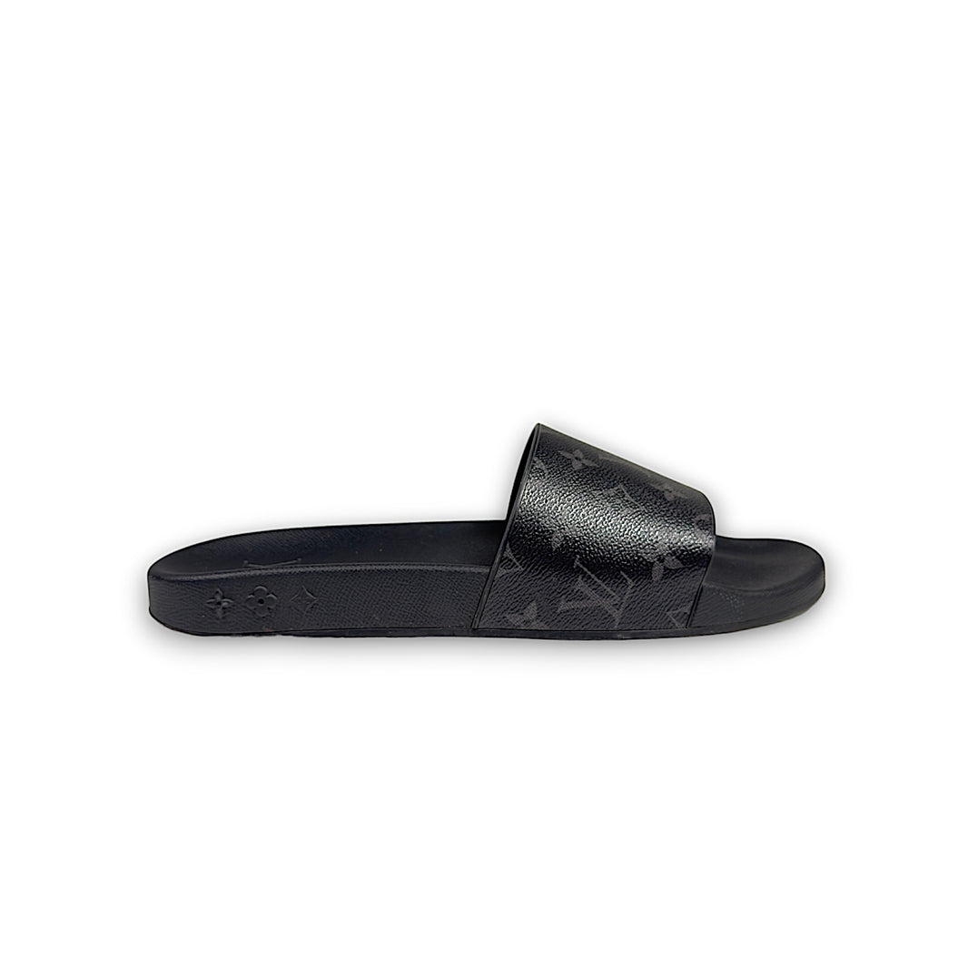 Waterfront Mule Black Monogram Slides