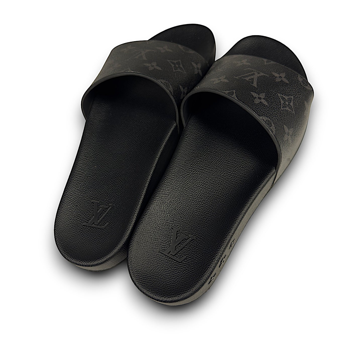 Waterfront Mule Black Monogram Slides