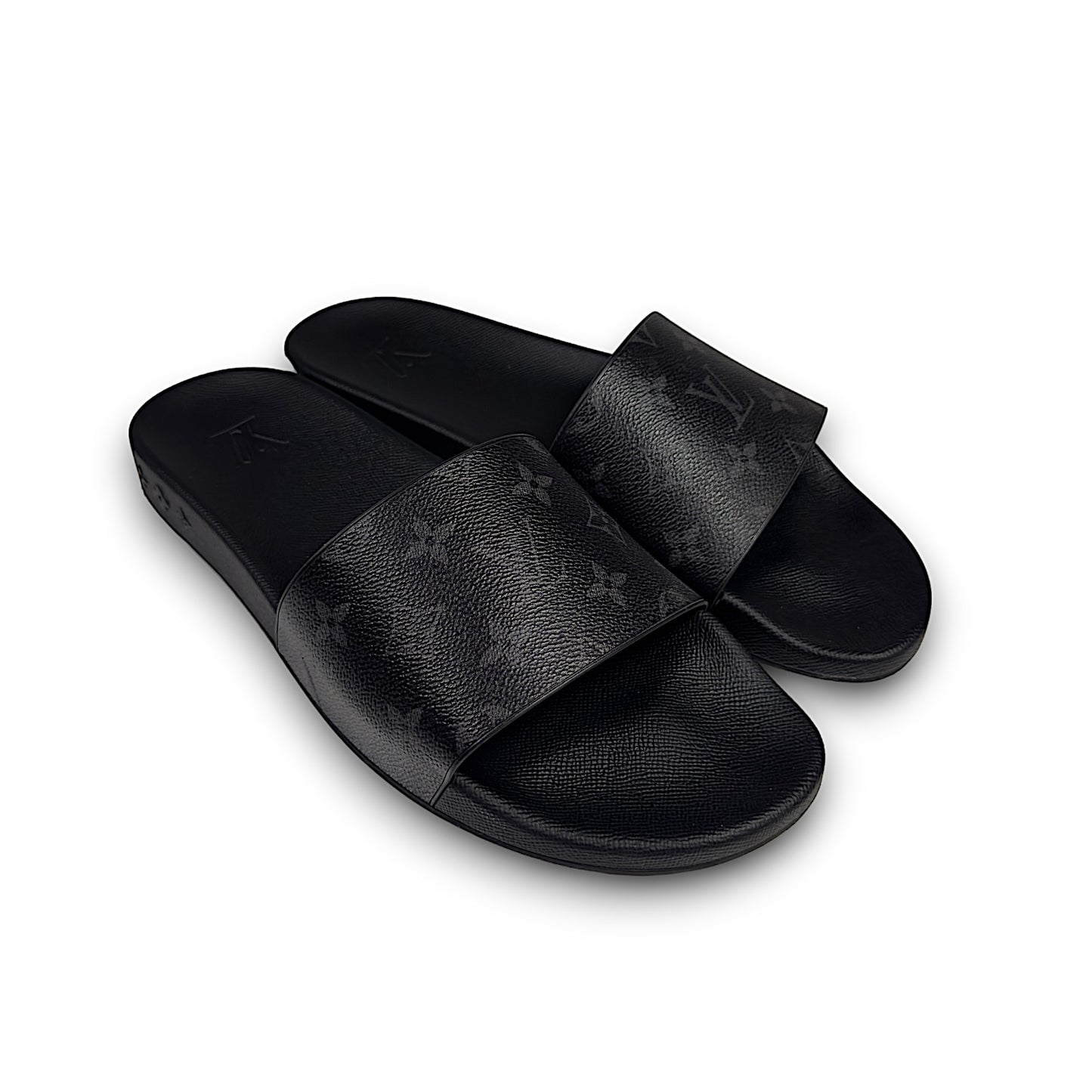 Waterfront Mule Black Monogram Slides