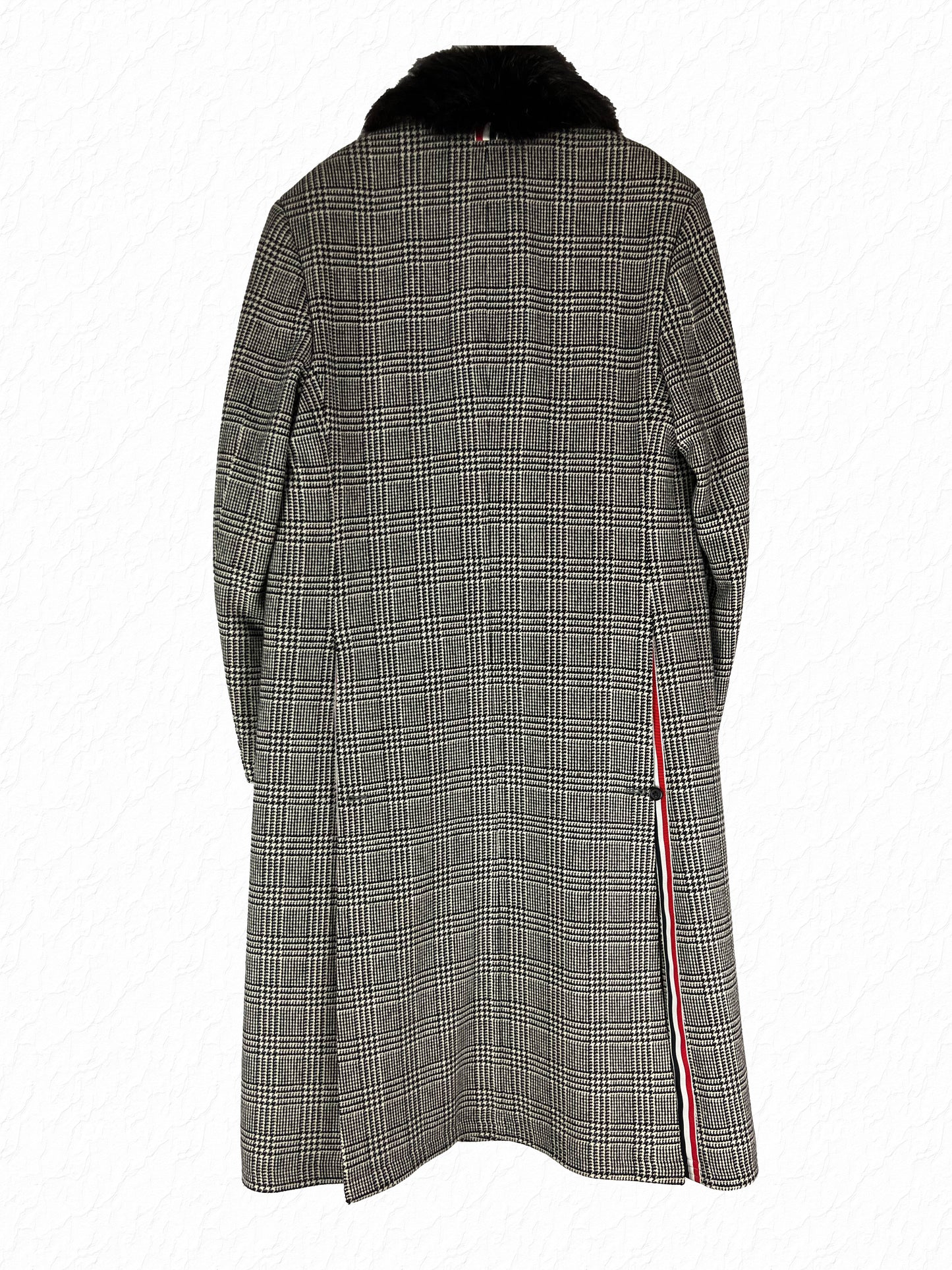 Thom Browne Fall 2015 glen plaid double breasted black and white wool overcoat