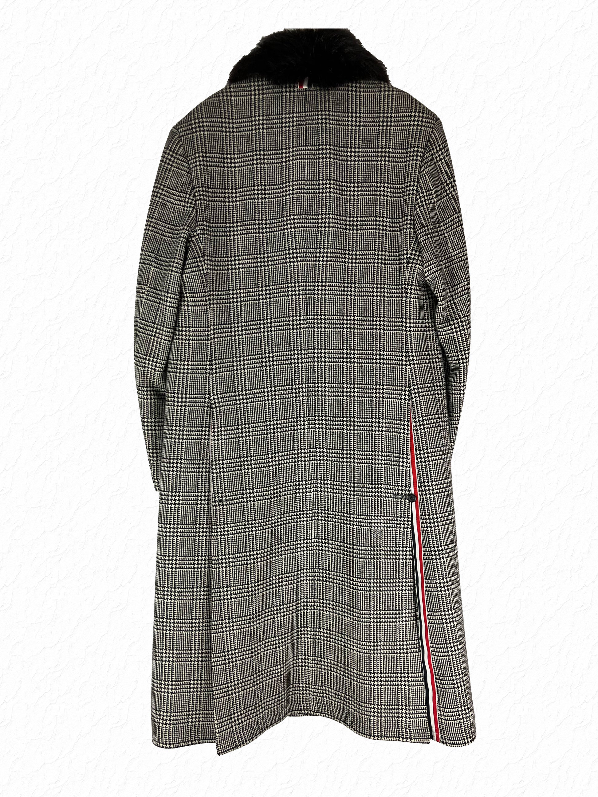 Thom Browne Fall 2015 glen plaid double breasted black and white wool overcoat