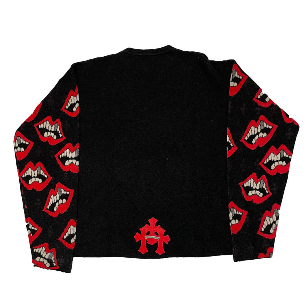 Chrome Hearts Matty Boy Cashmere & Silk Chomper Cross Patch Sweater Sterling Silver Hardware