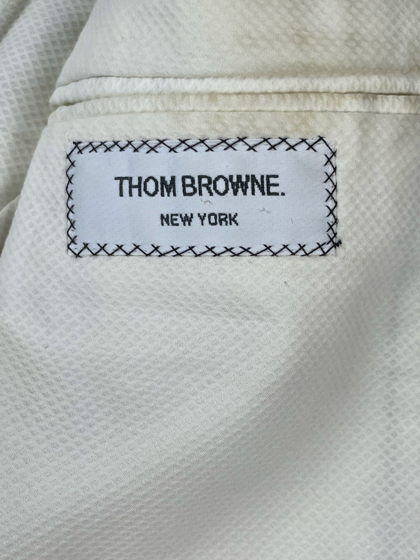 Archival Thom Browne wool suit jacket in signature grey and navy tartan