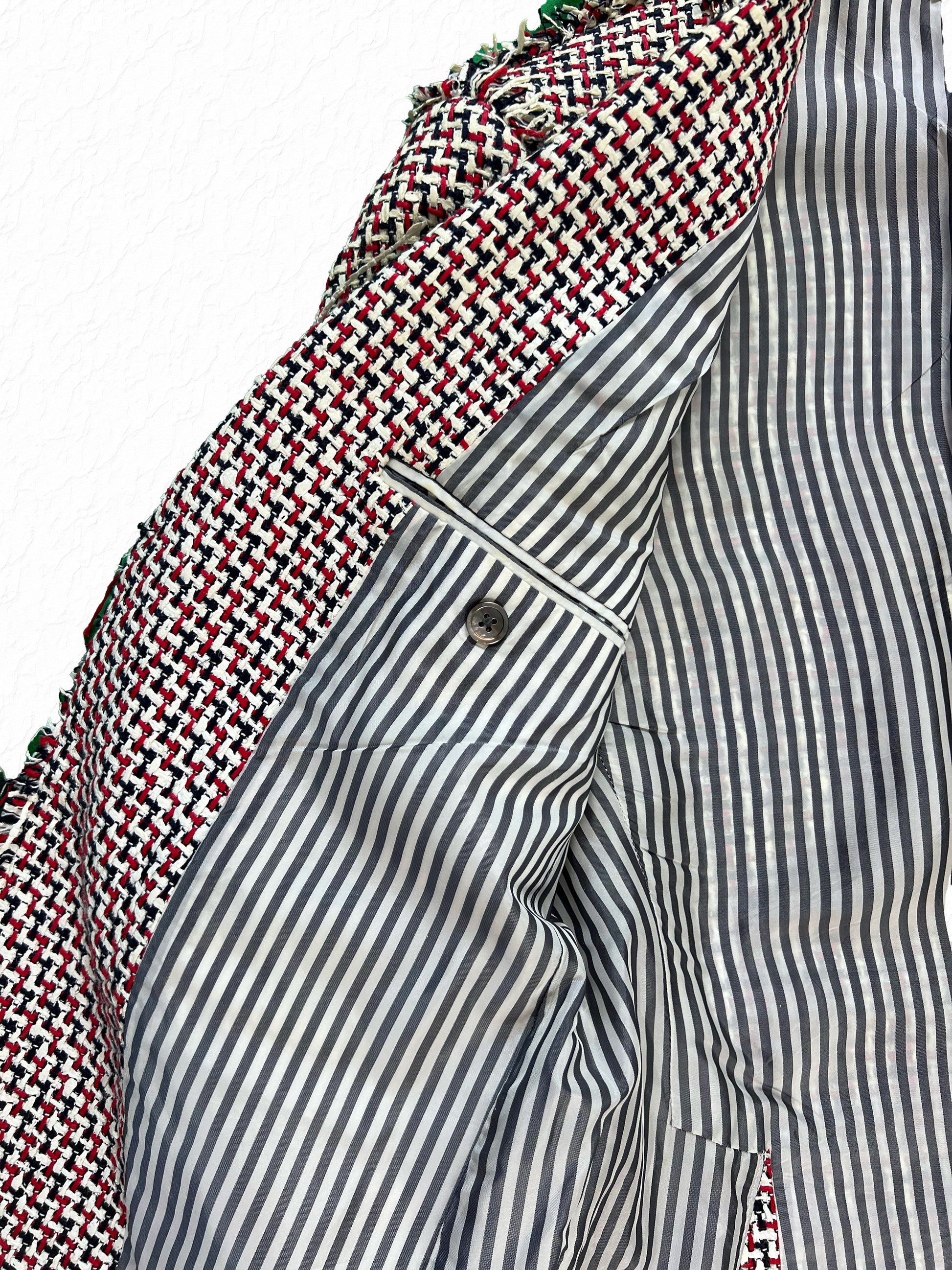 Made in Japan Thom Browne tweed jacket with tricolor grosgrain tab
