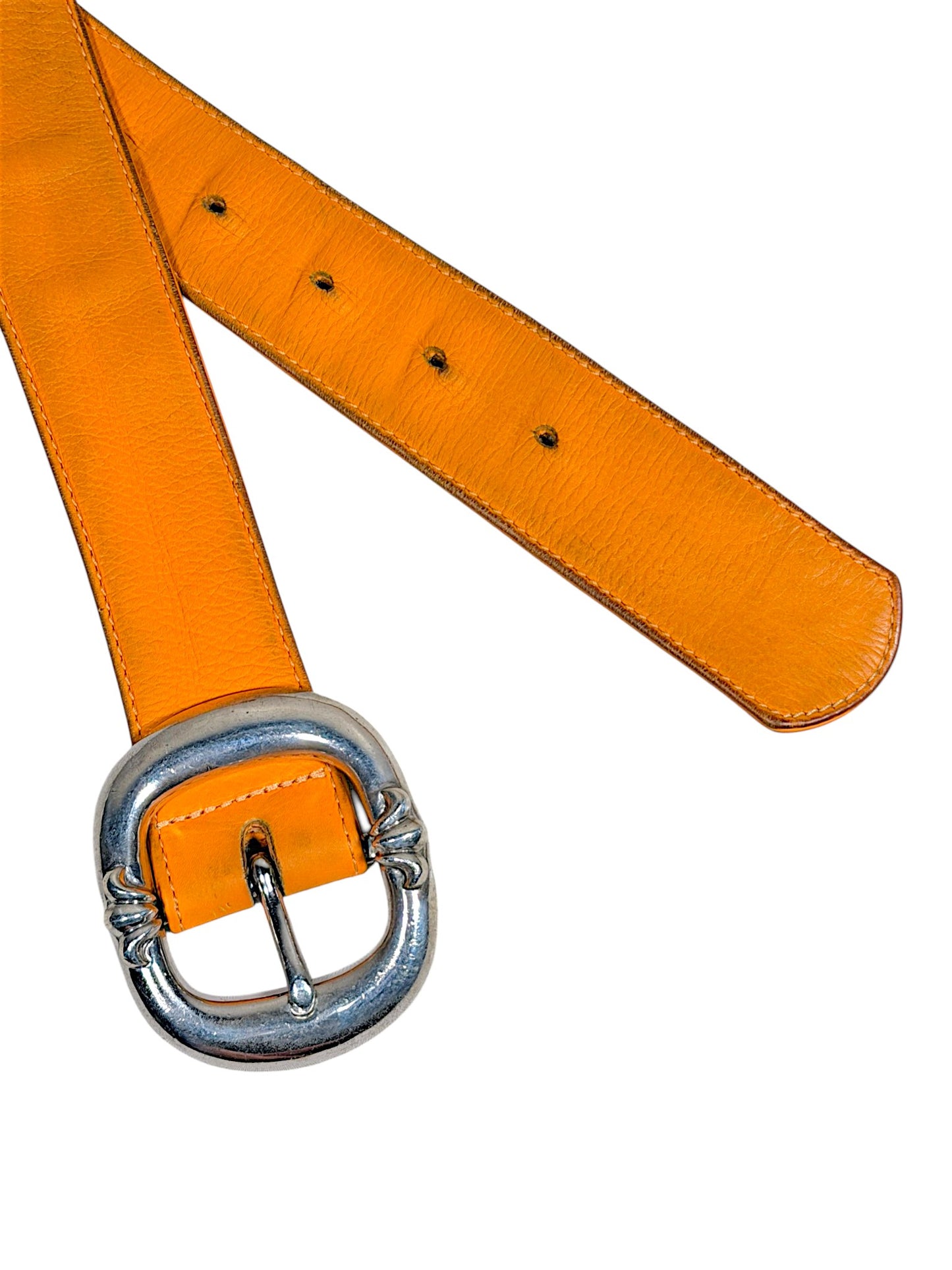 Chrome Hearts Oval Buckle Belt Orange Leather Size 34