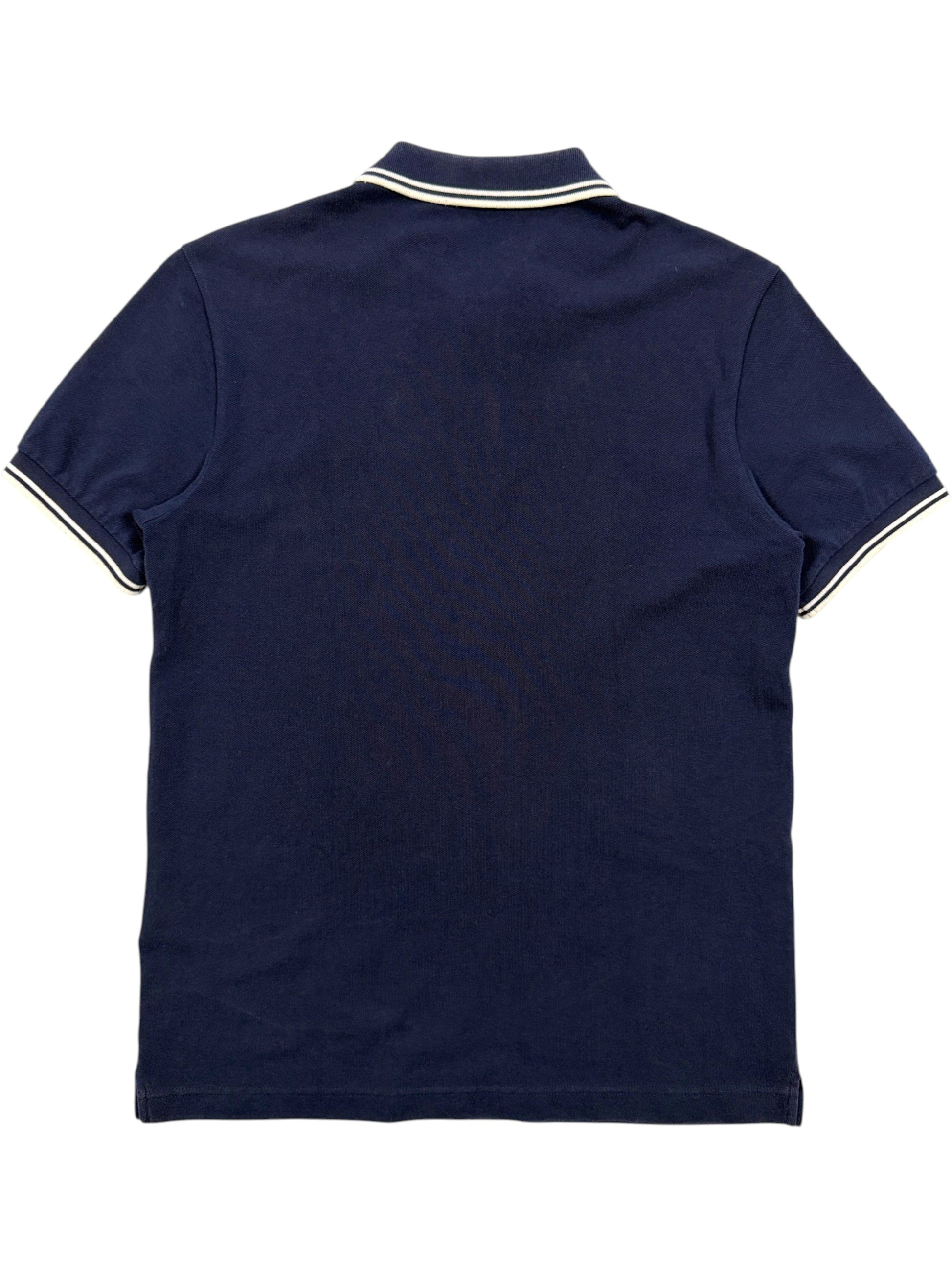 Prada Panther Piqué Polo Shirt Navy White Tipped Cuffs