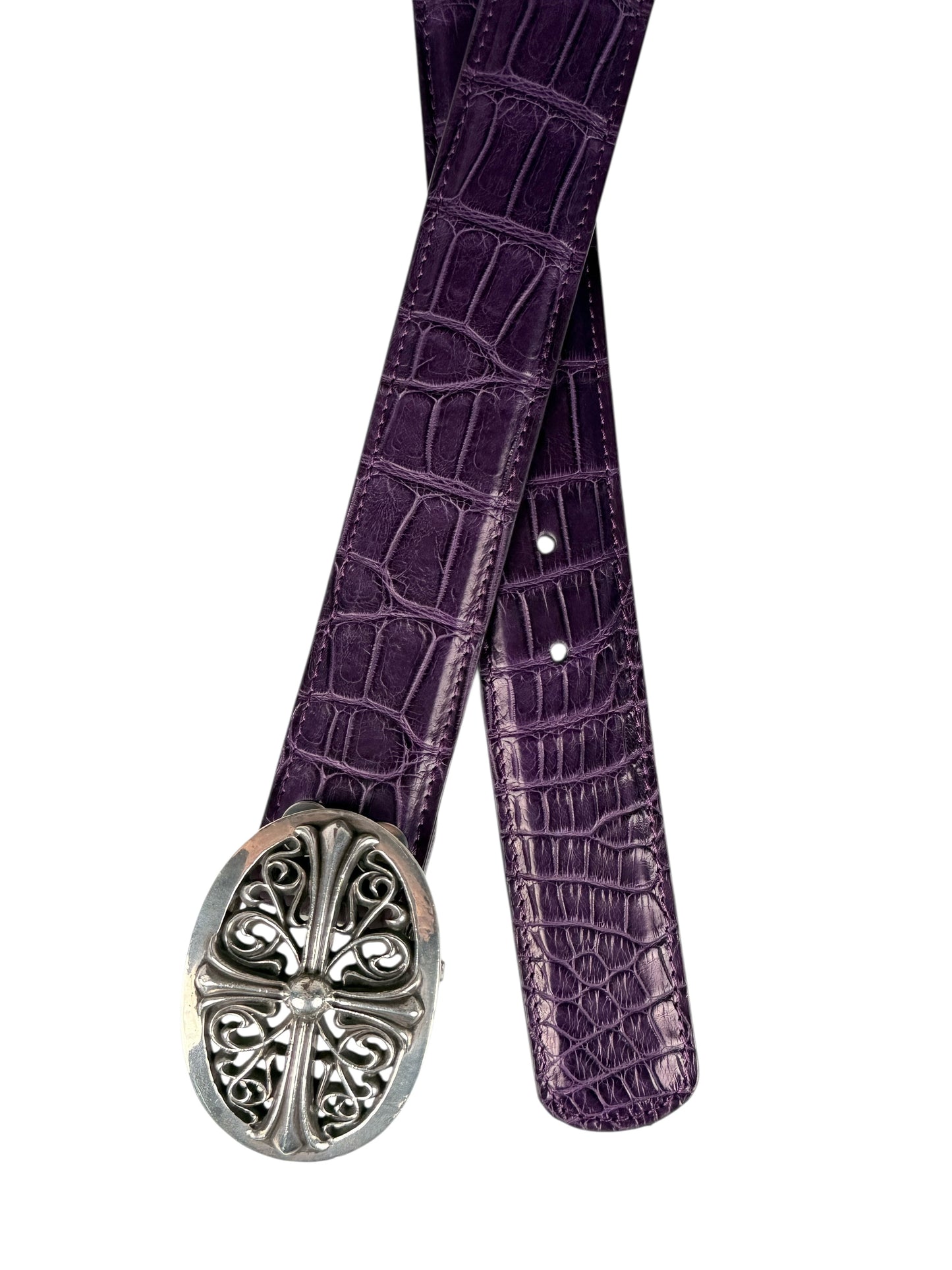 Purple crocodile belt strap with AMAL buckle system for Chrome Hearts Buckles and more