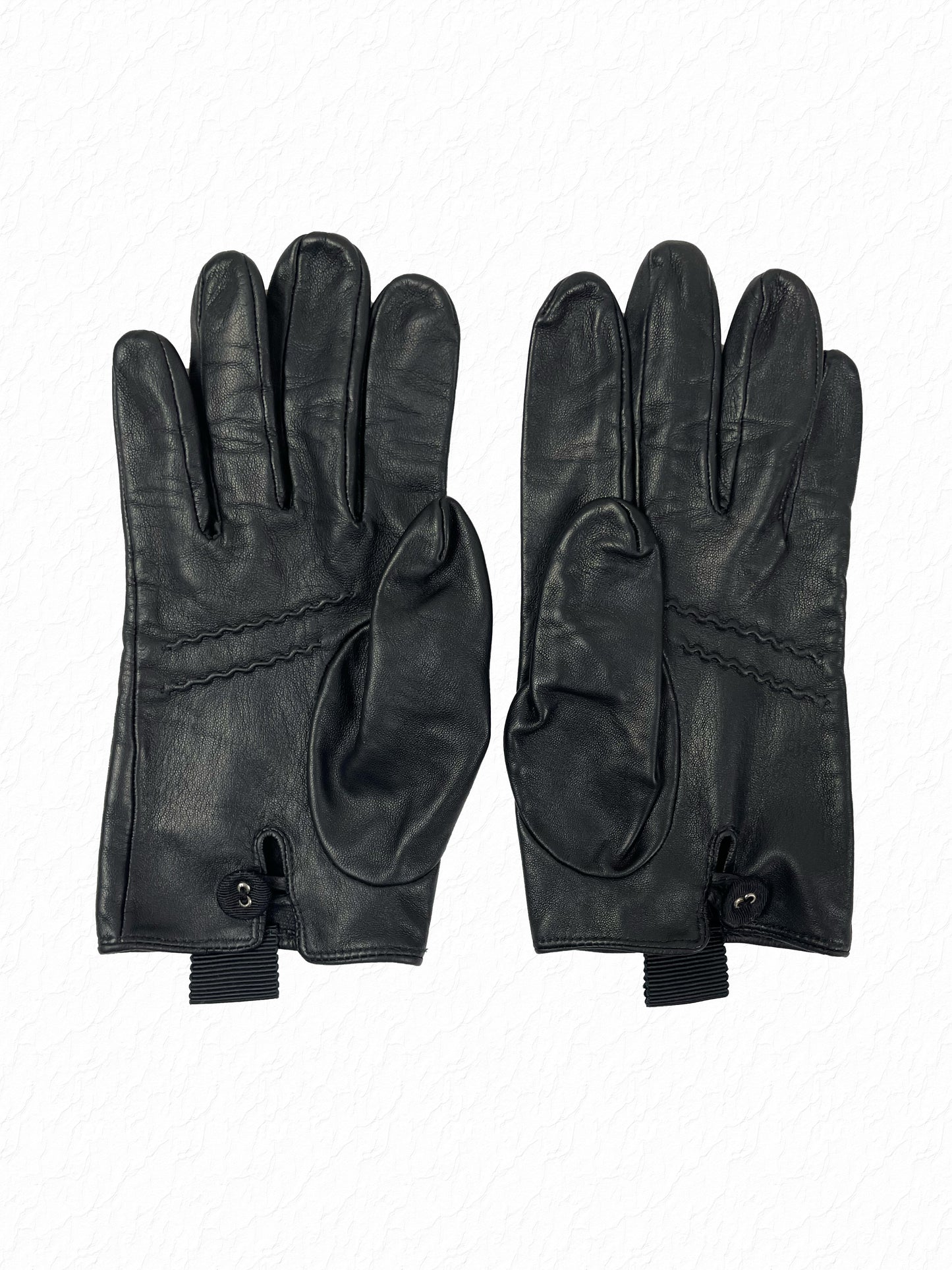 Thom Browne black box calf leather gloves with three-bar hand stitch
