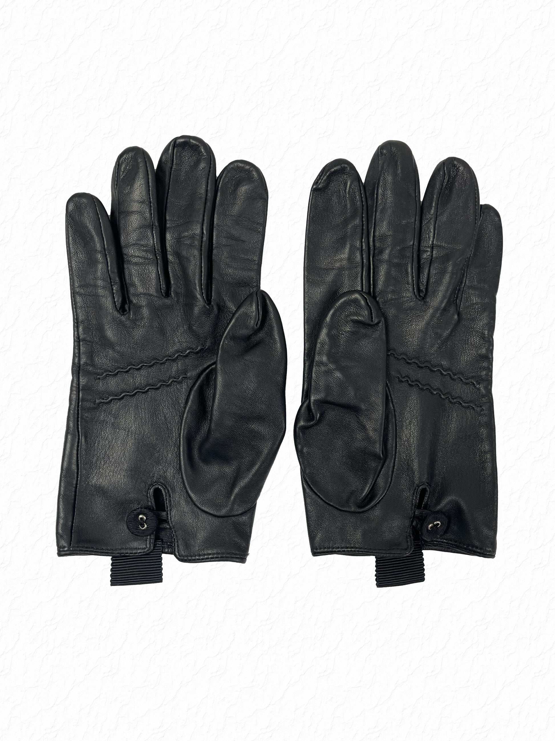 Thom Browne black box calf leather gloves with three-bar hand stitch