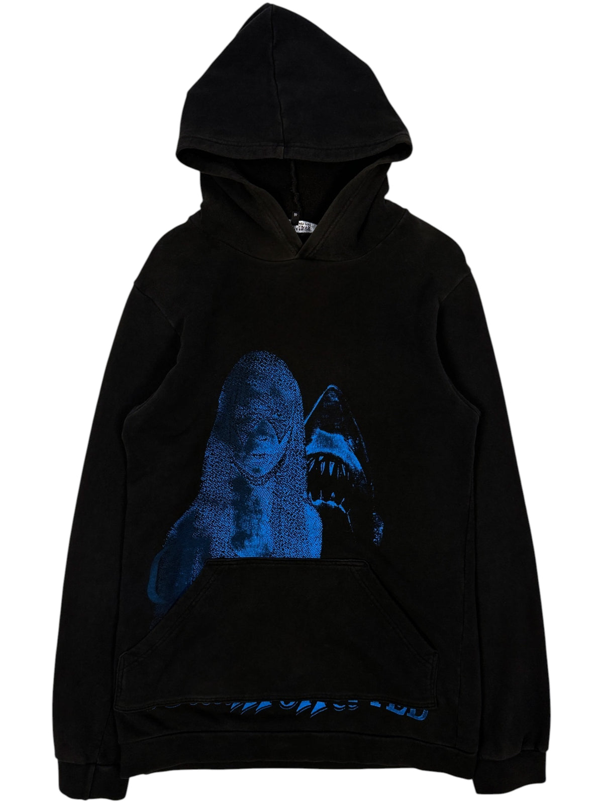 Raf Simons Penelope Hoodie Black Cotton Blue Shark Graphic Print