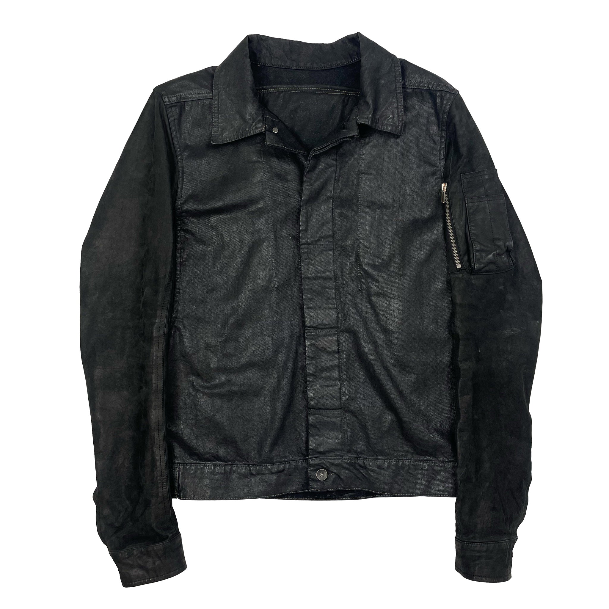 RICK OWENS SLAVE JACKET WAXED DENIM / LAMB LEATHER SLEEVE – Young  Professionals Collective