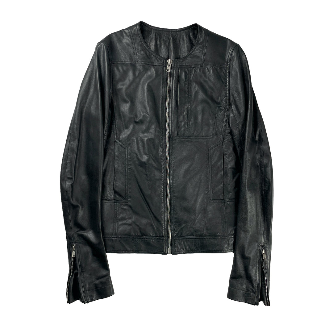 Lamb Leather Panel Biker Jacket