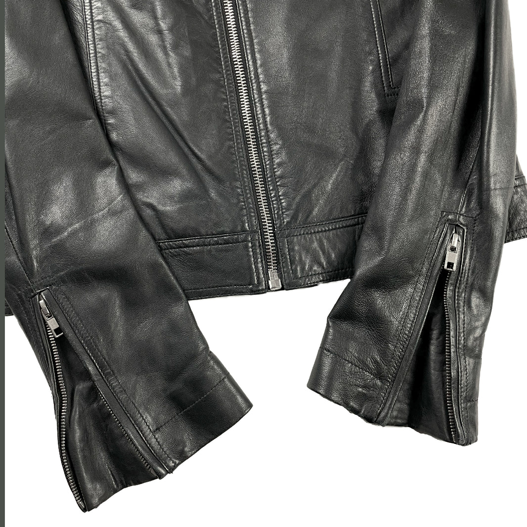 Rick Owens Lamb Leather Panel Biker Jacket Authenticated Designer