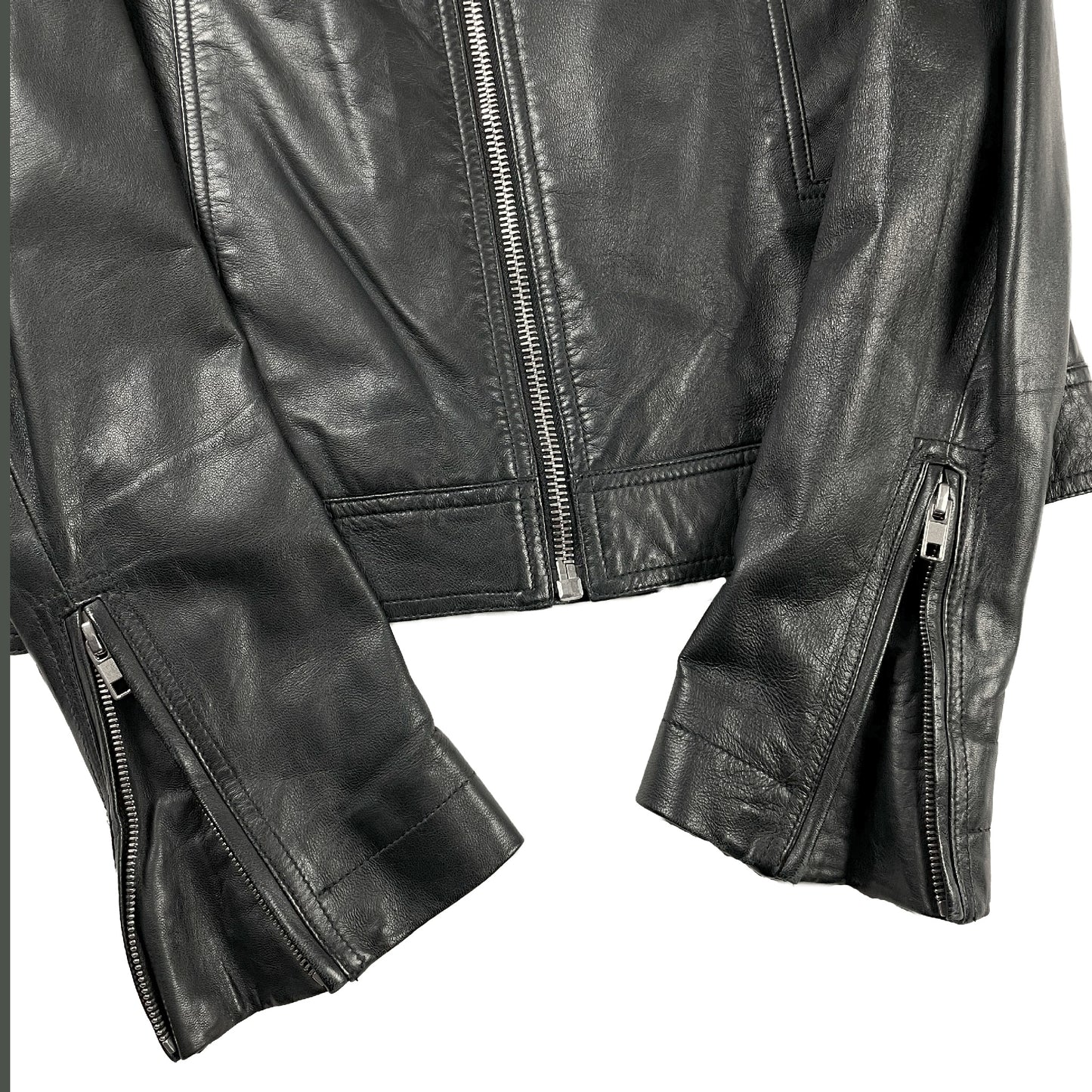 Lamb Leather Panel Biker Jacket