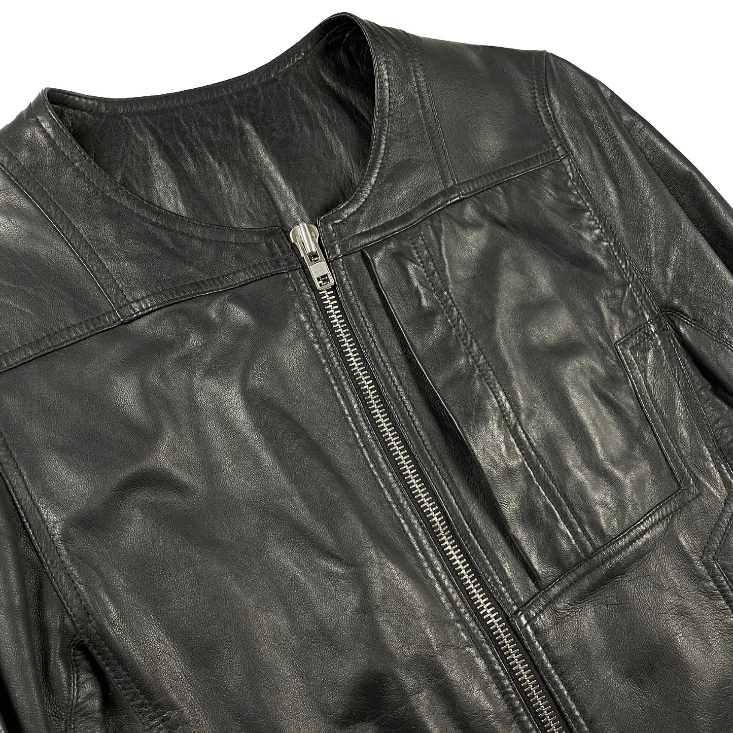 Lamb Leather Panel Biker Jacket