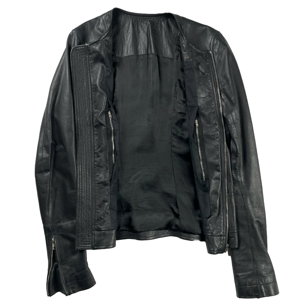Rick Owens Lamb Leather Panel Biker Jacket Verified YP Collective