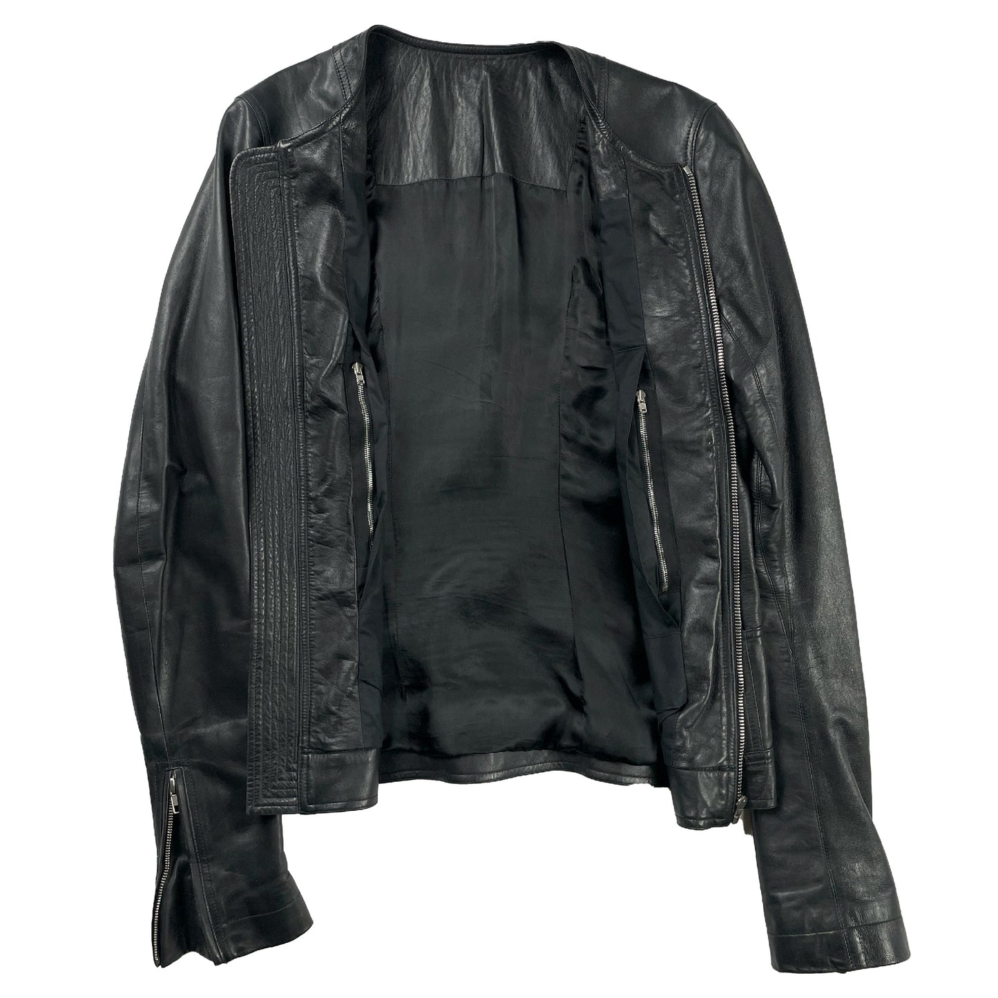 Lamb Leather Panel Biker Jacket