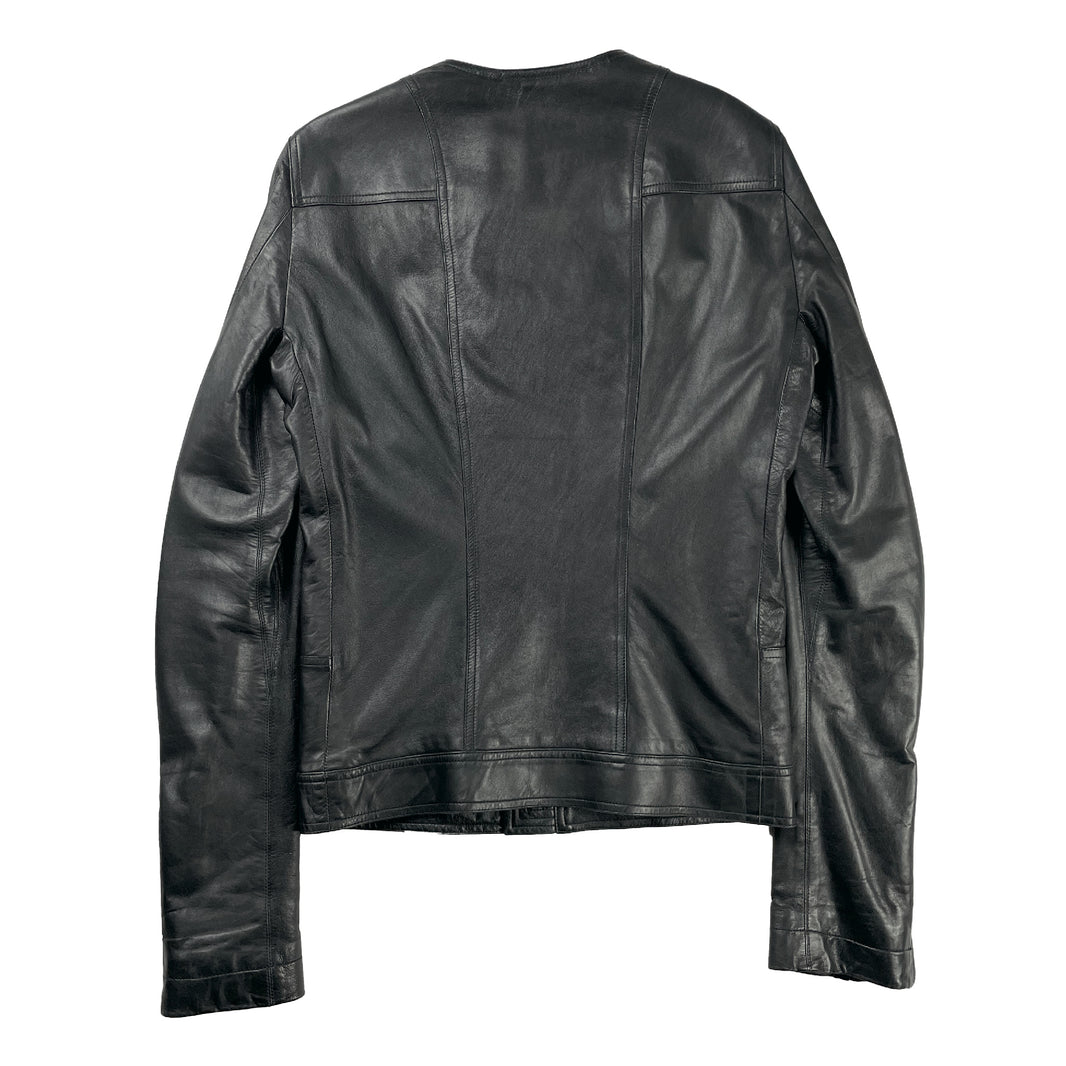 Rick Owens Lamb Leather Panel Biker Jacket Sterling Silver Hardware