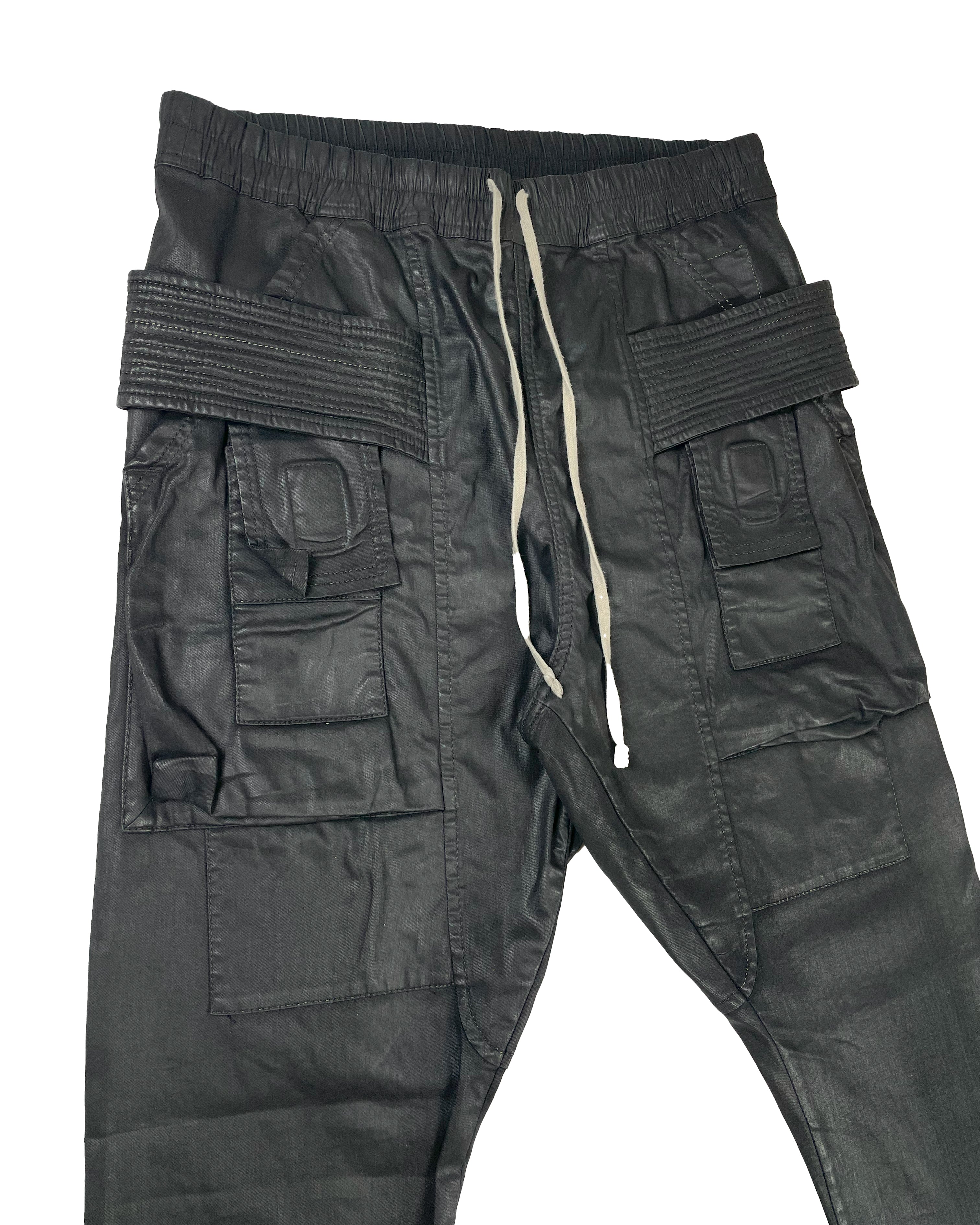 RICK OWENS CREATCH CARGO PANTS BLACK WAX DENIM SS19 – Young Professionals  Collective