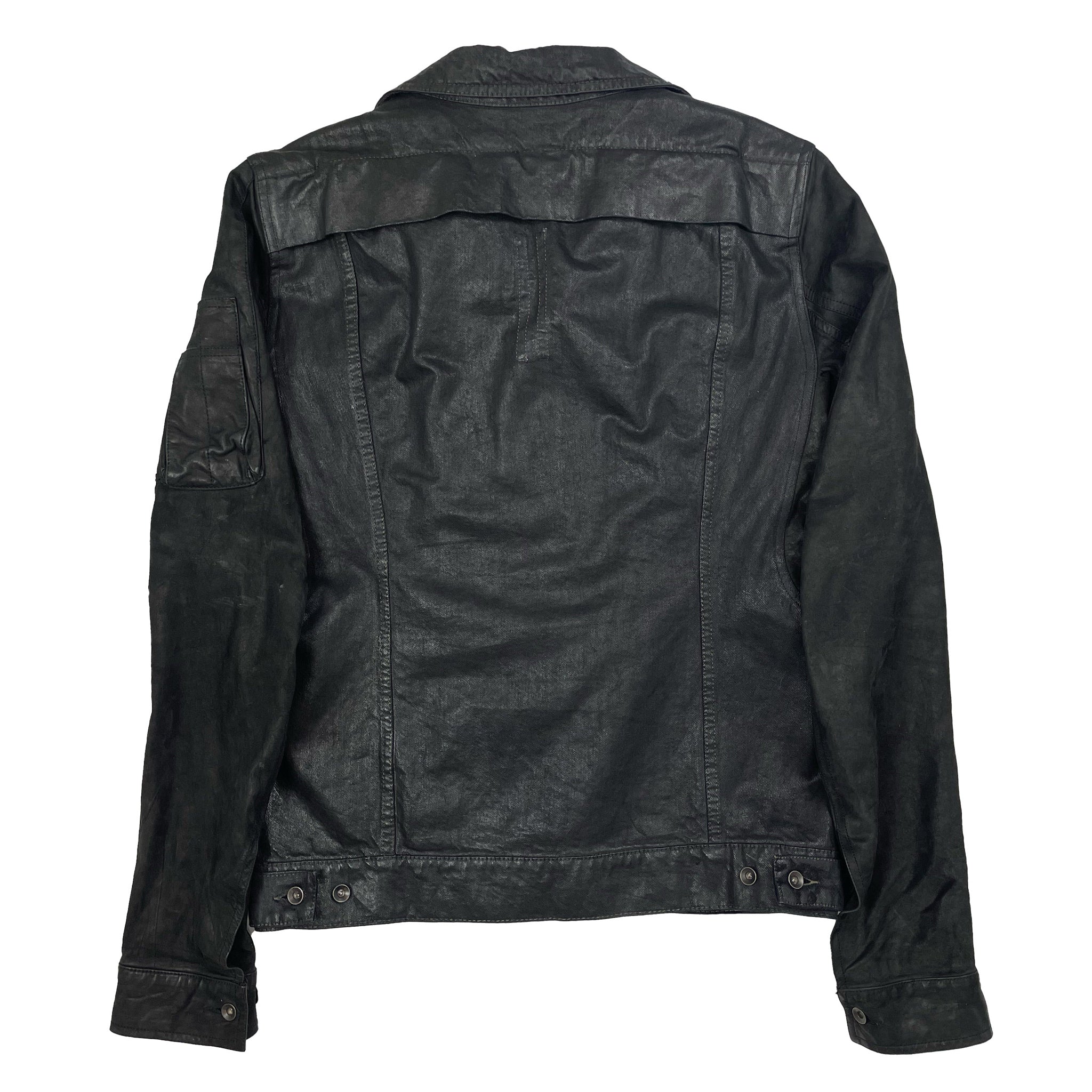 RICK OWENS SLAVE JACKET WAXED DENIM / LAMB LEATHER SLEEVE – Young  Professionals Collective