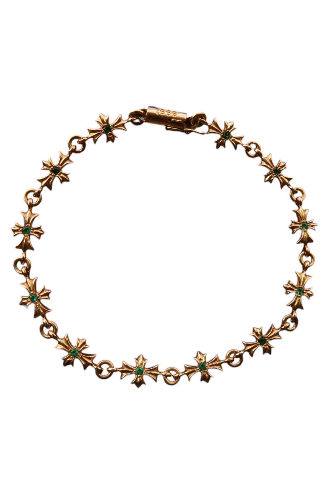 22k Gold Emerald Tiny E Bracelet