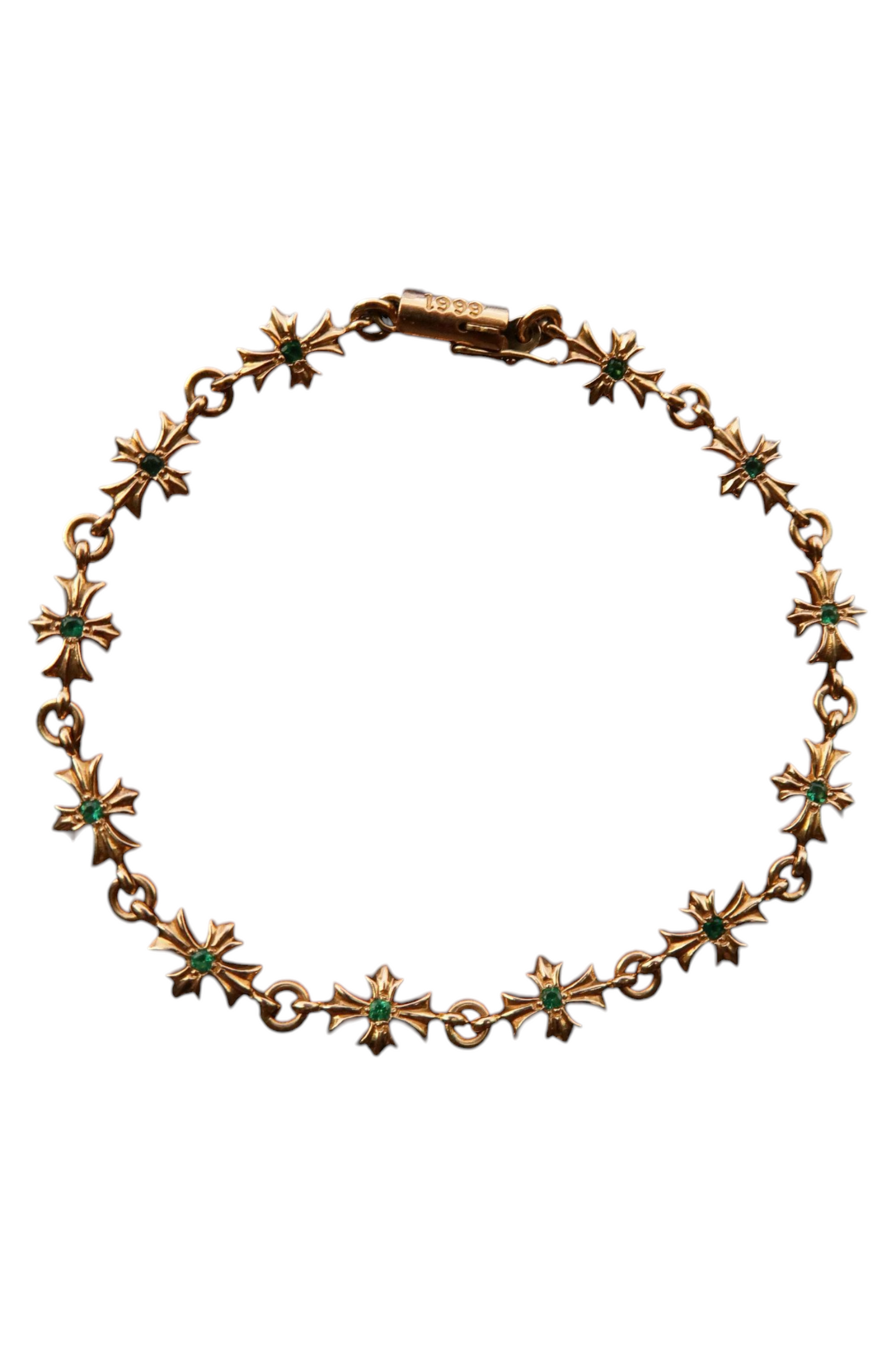 22k Gold Emerald Tiny E Bracelet