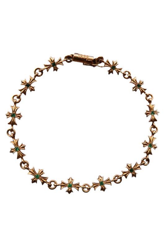 Chrome Hearts 22k Gold Emerald Tiny E Bracelet Authentic Bracelets