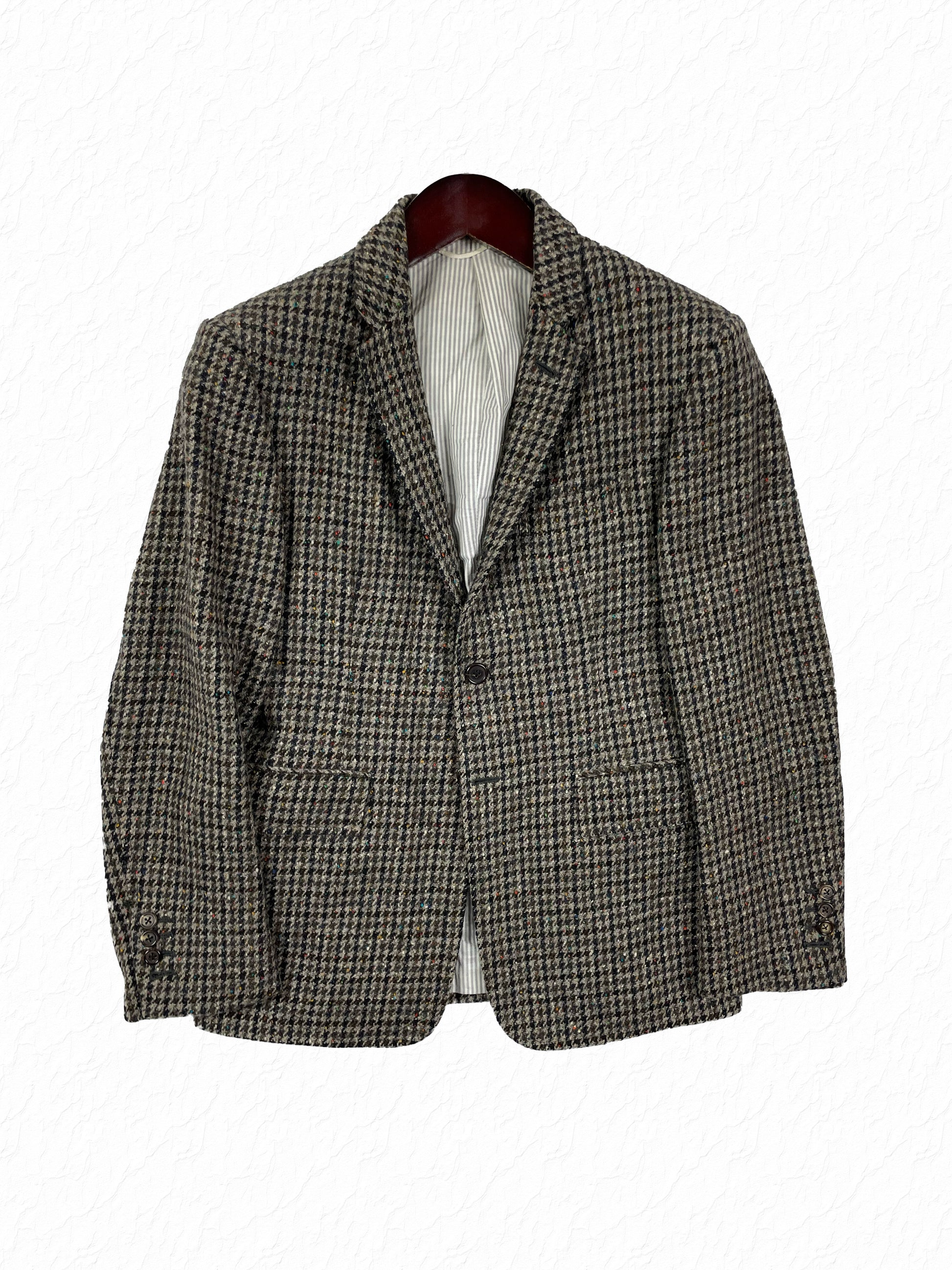 Thom Browne houndstooth tweed sport coat in multi speckle wool