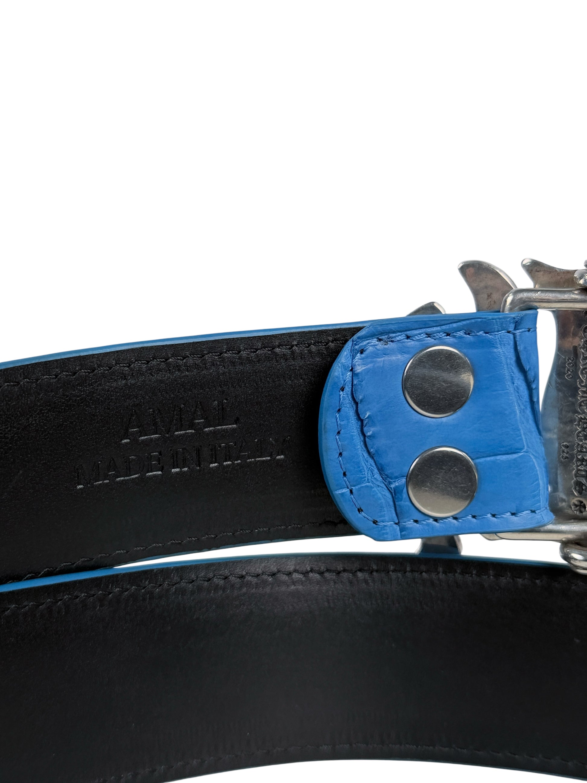 AMAL matte sky blue crocodile belt strap V2 exotic leather