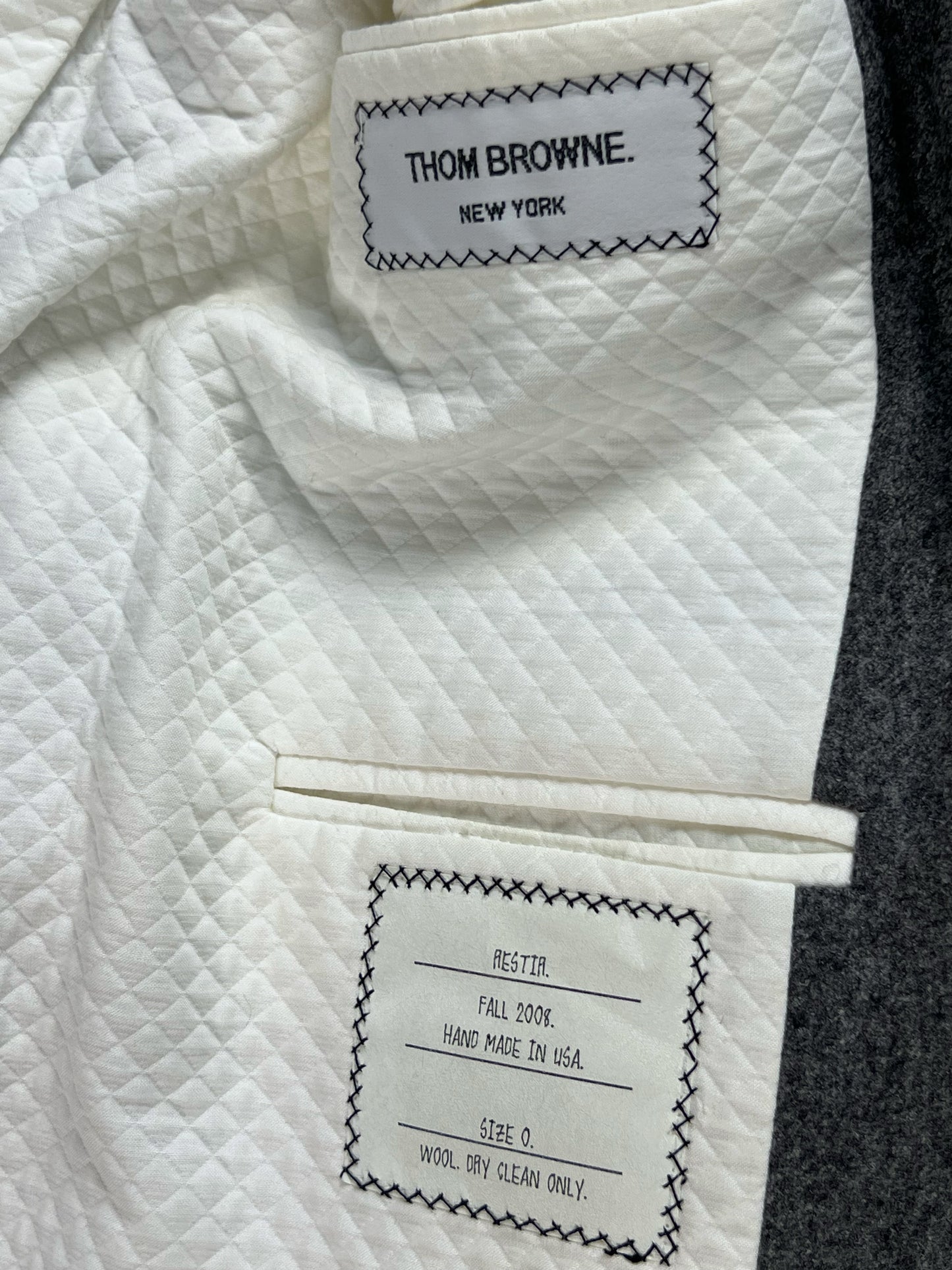 Handmade in USA Thom Browne Fall 2008 archival wool flannel sport coat