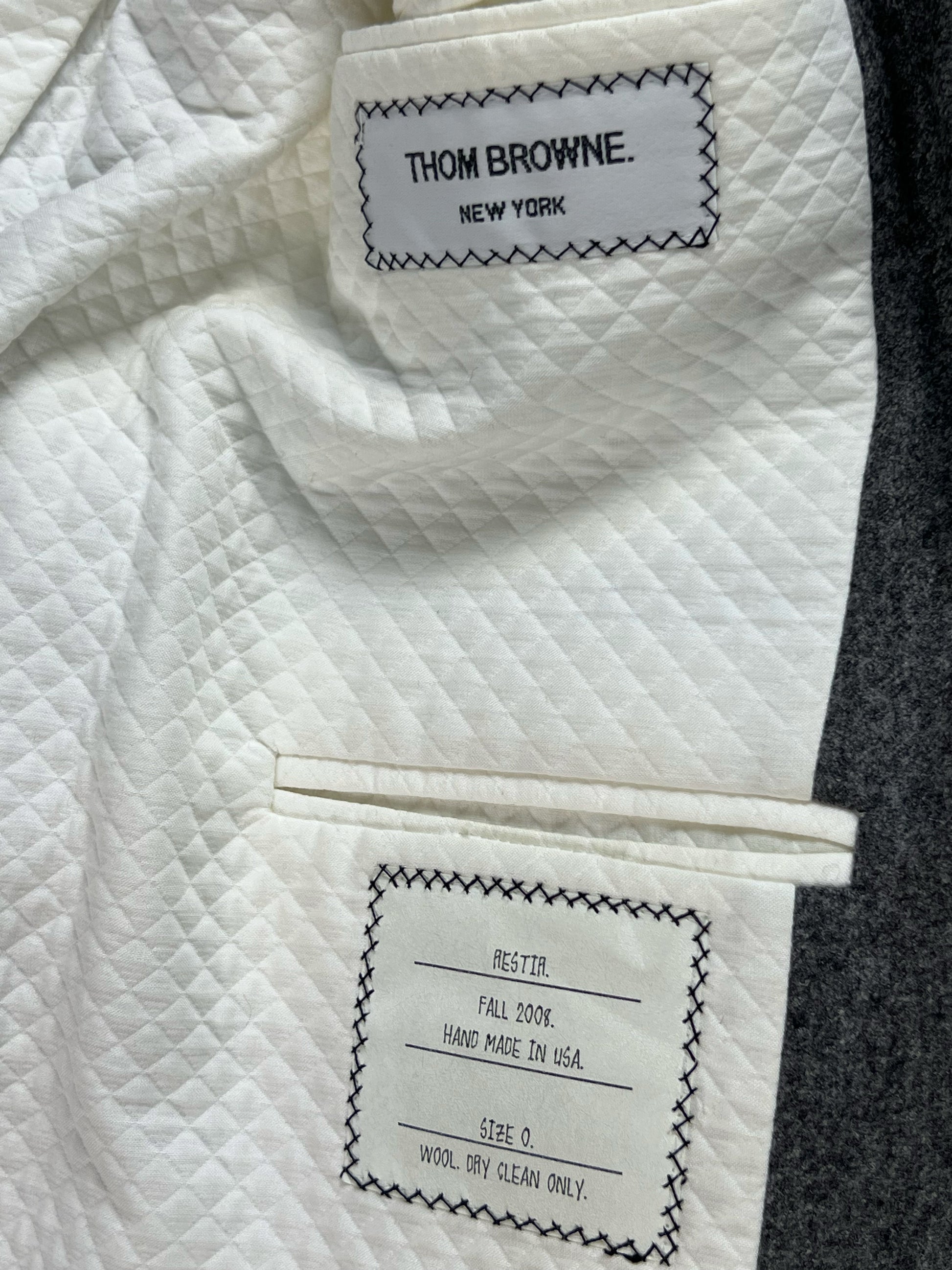 Handmade in USA Thom Browne Fall 2008 archival wool flannel sport coat