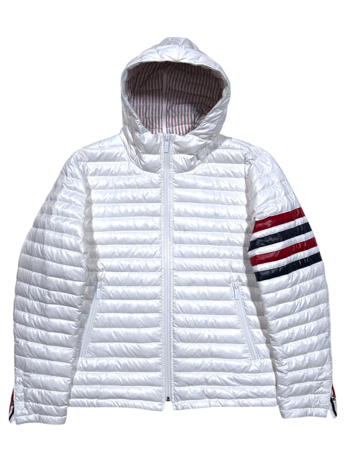 RWB 4-Bar Arm Stripe Quilted Ski Jacket White Thom Browne