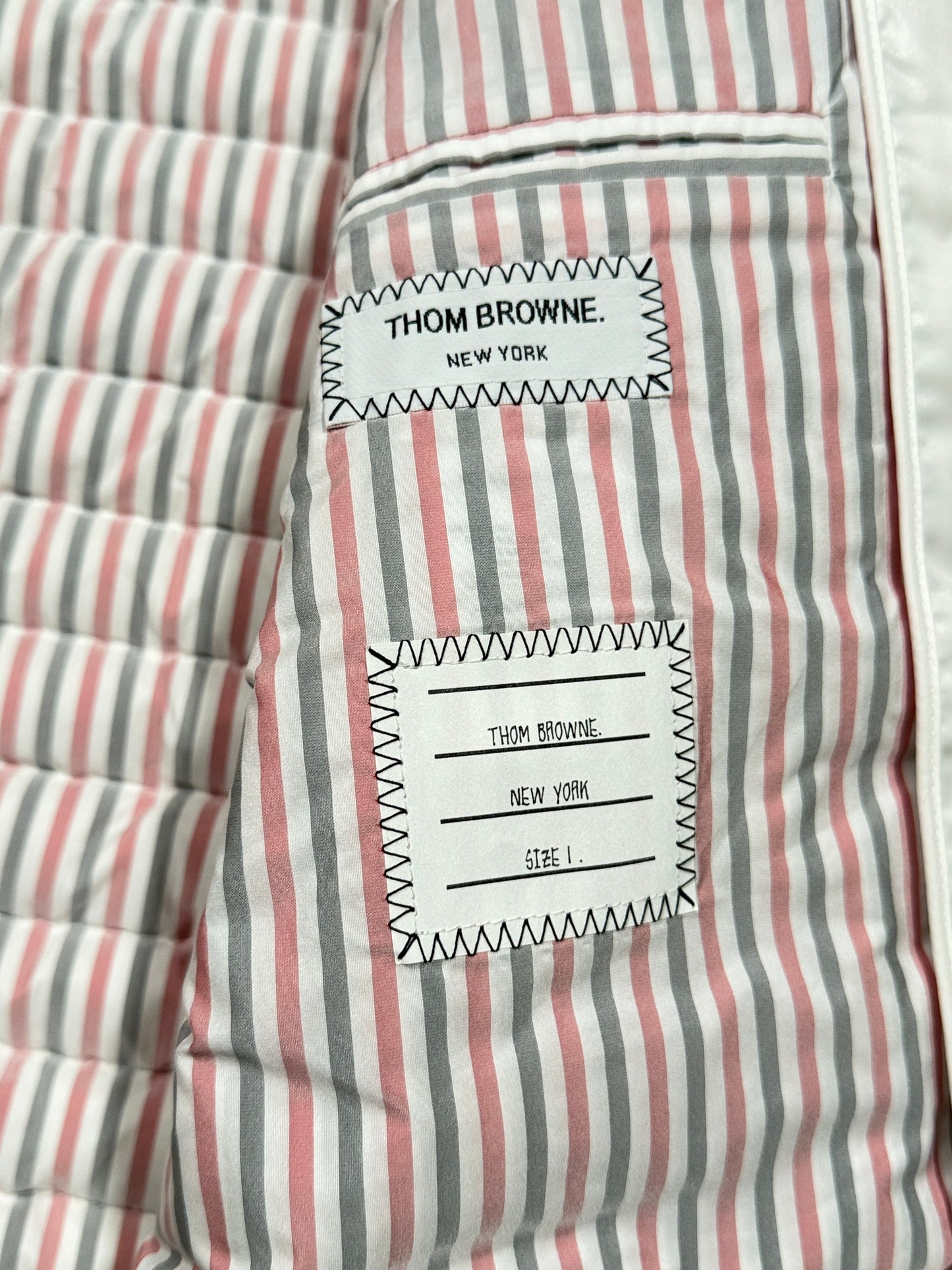 Thom Browne Hooded Quilted Ski Jacket Striped Interior Lining