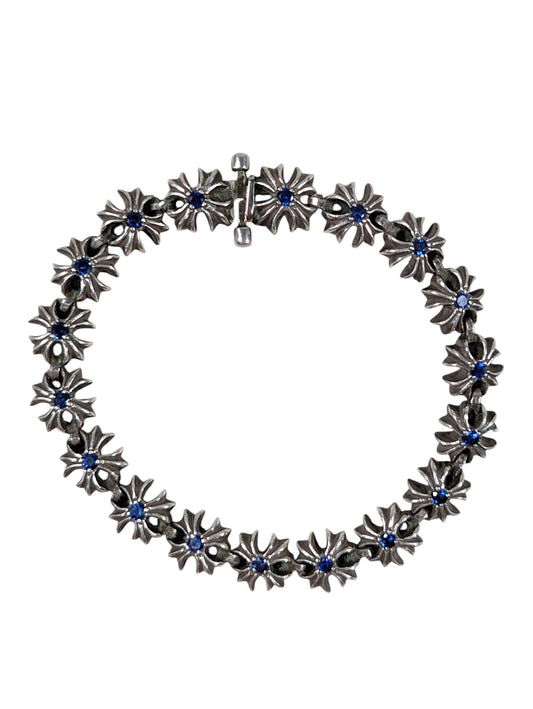 chrome hearts tiny ch plus bracelet sterling silver 925 blue sapphire gemstone jewelry rare