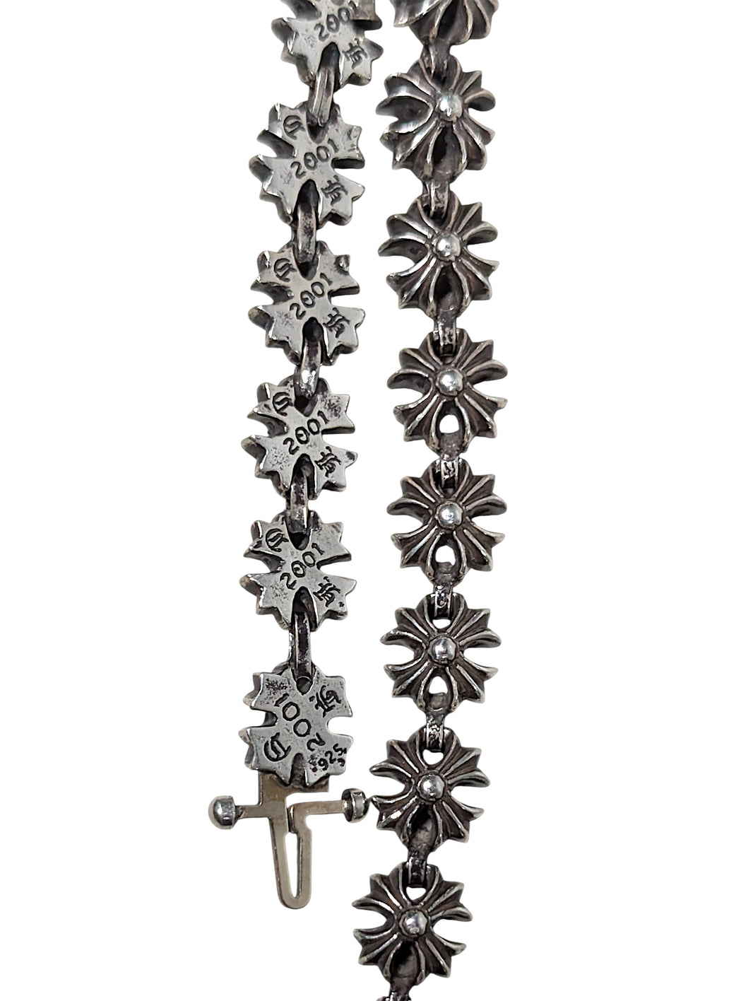chrome hearts tiny plus bracelet engraving detail sterling silver collectible rare jewelry accessory