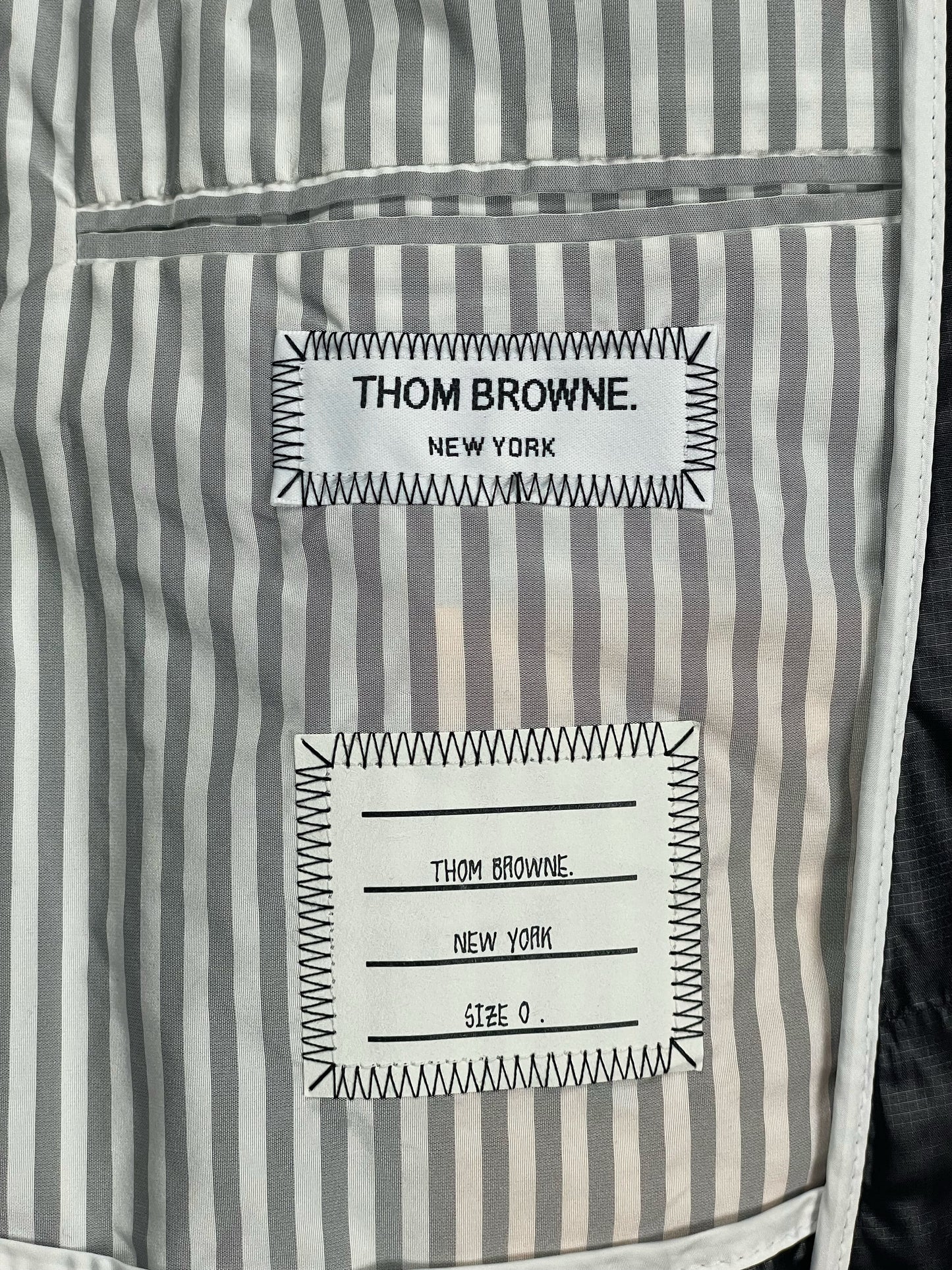 Thom Browne New York grey striped interior lining sport coat