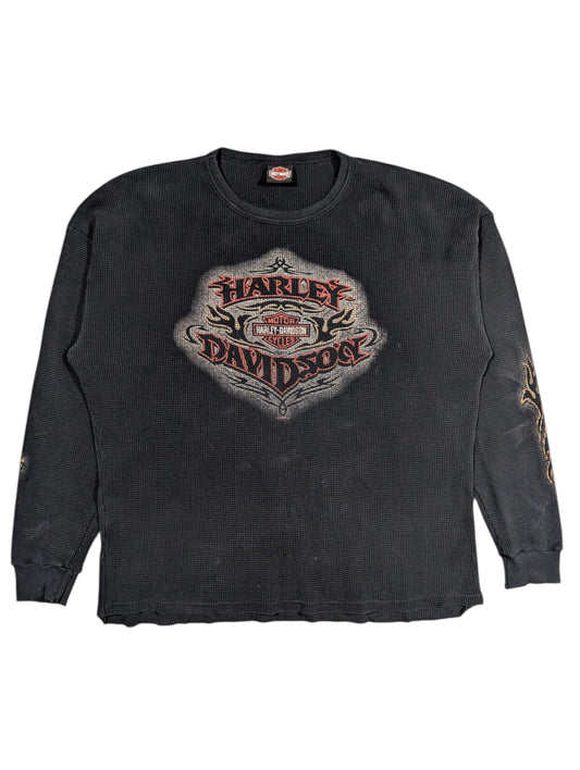Vintage Harley Flame Sleeve NYC Thermal T-Shirt Authentic T-Shirts