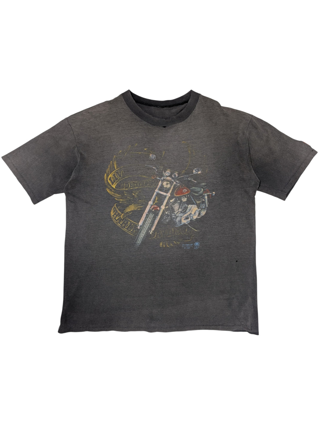 80s Sun Fade Harley Davidson Chopper T-Shirt