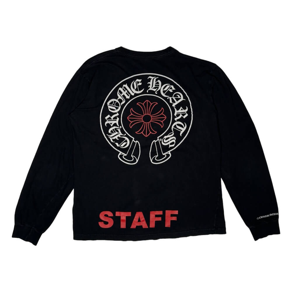 Chrome Hearts 'STAFF' CH Horseshoe Pocket LS T-Shirt Sterling Silver Hardware