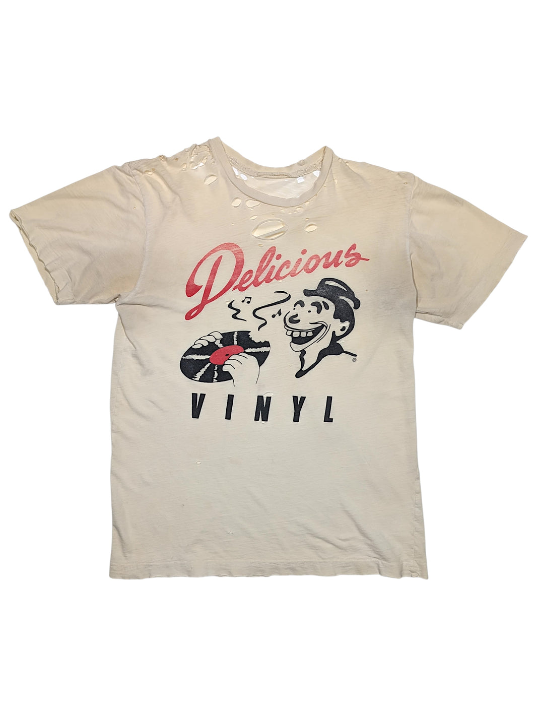 Original 80s Distressed Delicious Vinyl Logo Faded T-Shirt