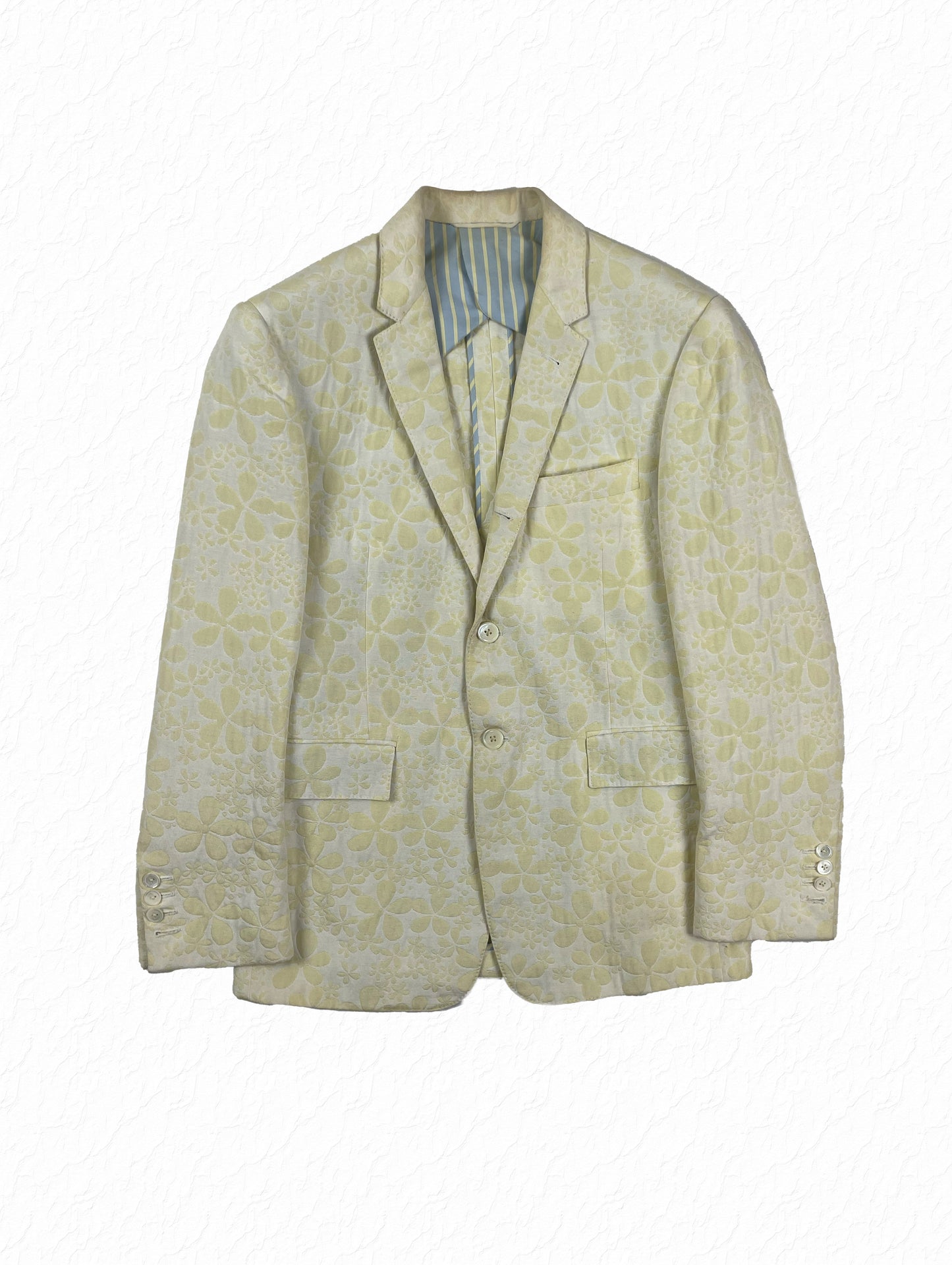 Thom Browne floral jacquard sport coat in pale yellow cotton